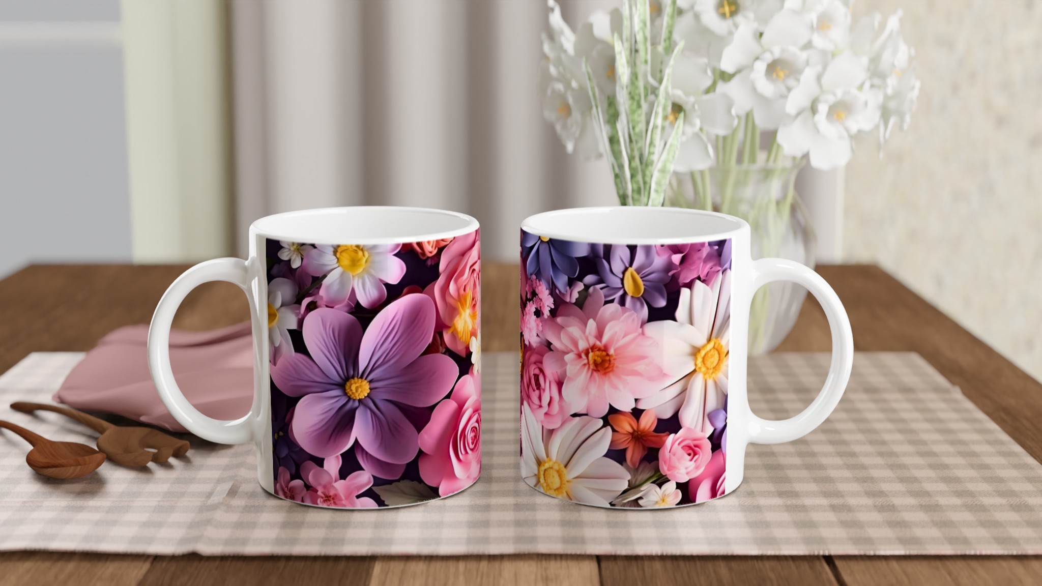 Elegant Vit 11oz Keramisk Mugg med Blomsterprakt i Flera Färger 10 22213894-22a9-44c1-9b19-dda5f5dd85fd