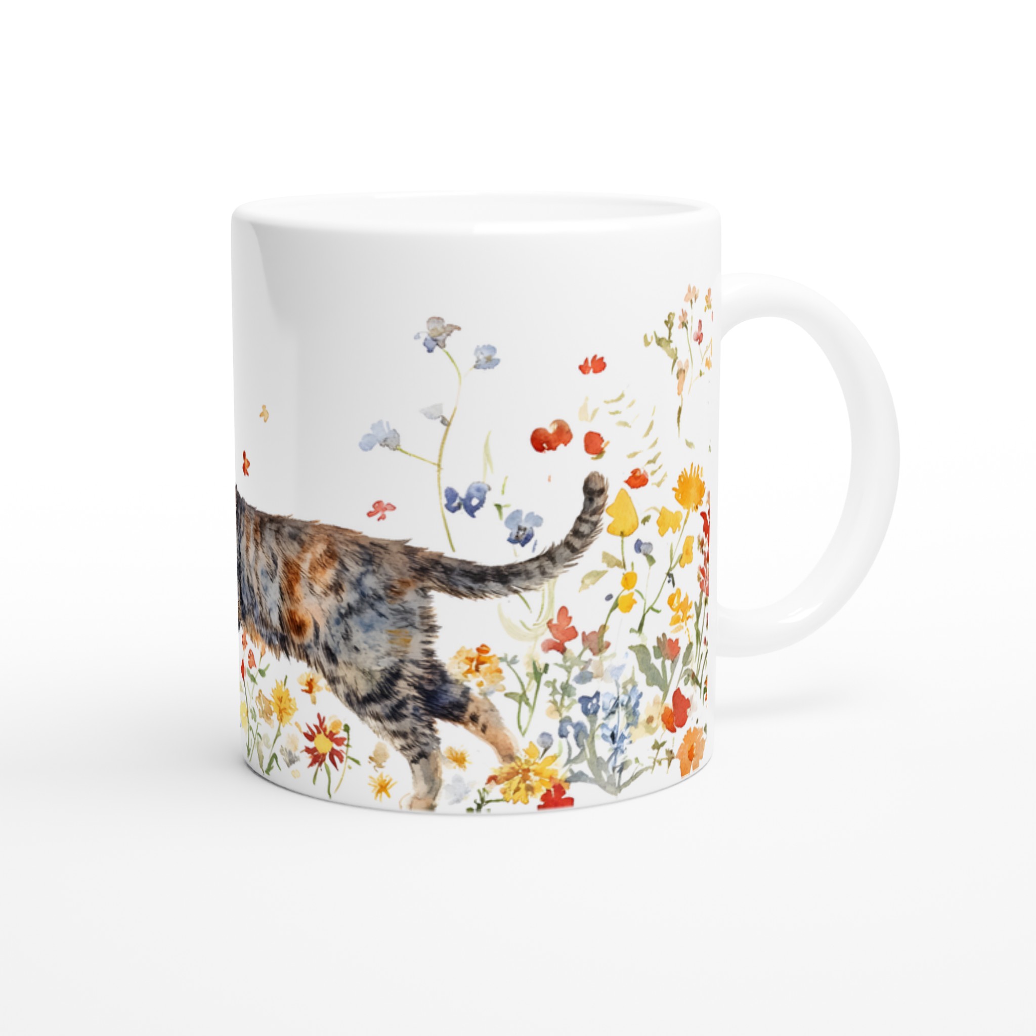 Katt bland Vårblommor – Akvarellmugg, 11oz Keramik 9 22460441-35ee-4794-a632-8f6fa7d3c675