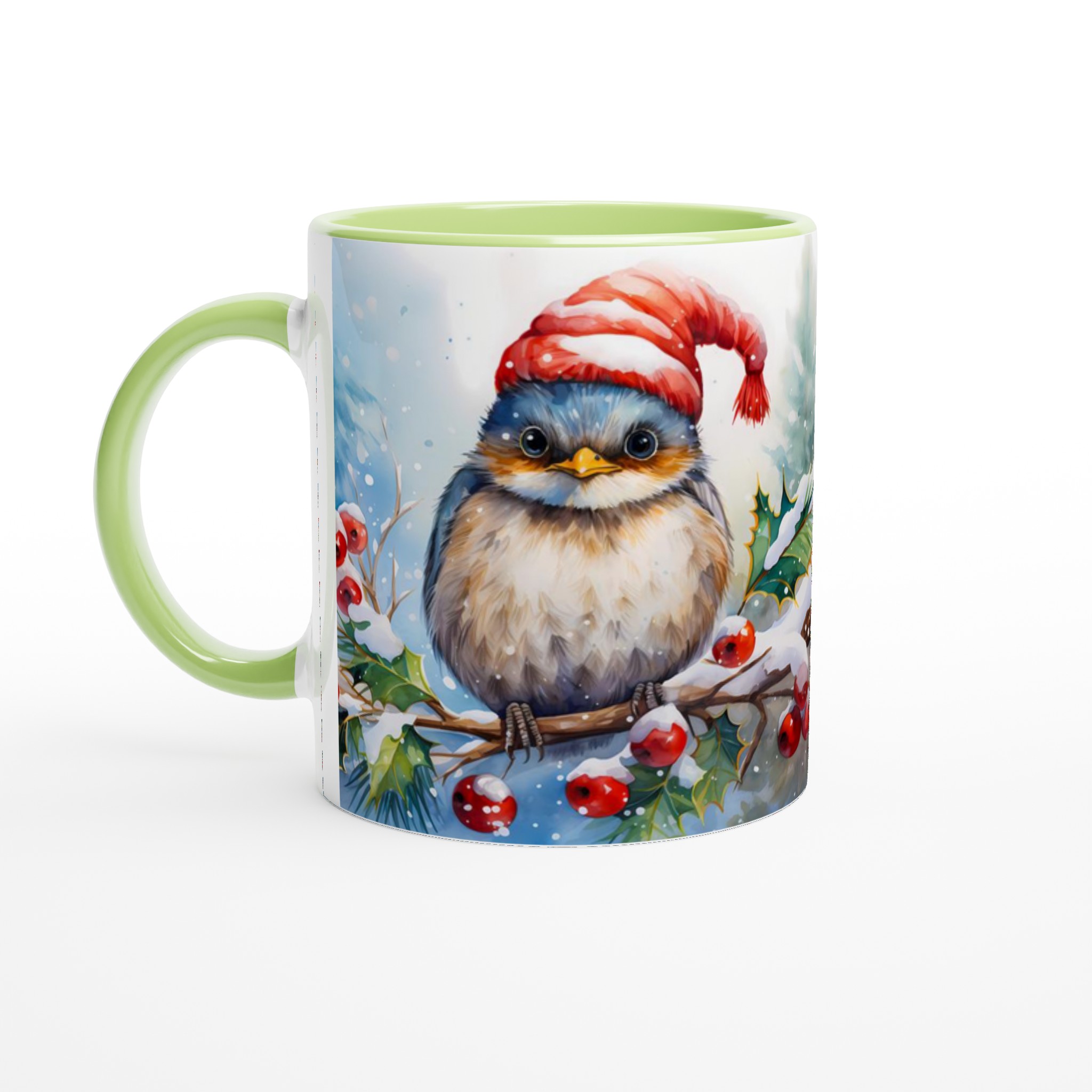 Mysig Julpippi Mugg – Vinterfågel med Tomteluva, Akvarellstil, Flera Färger – 11 oz Keramisk Kaffemugg 7 2263f6e9-c6f9-424c-980a-7f917b462147
