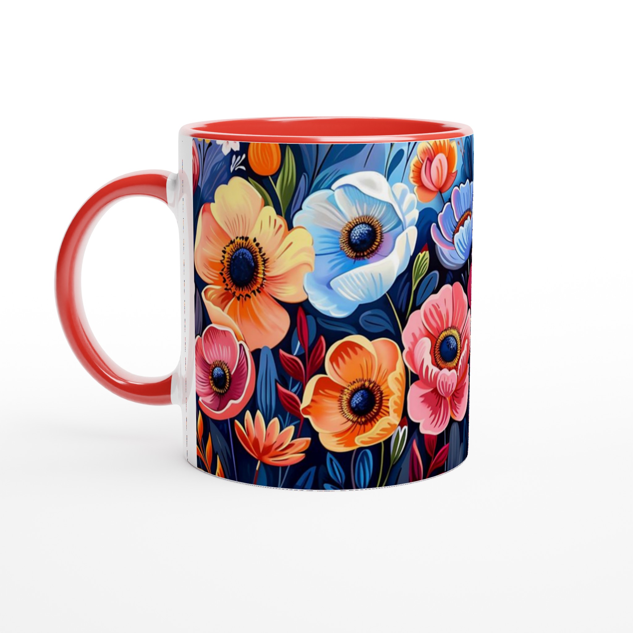 Färgsprakande Blomstermugg – 11 oz Keramisk Mugg för Kaffe & Te i Sju Levande Färger 5 22a76767-47d0-4054-9e76-893e1baf55fa