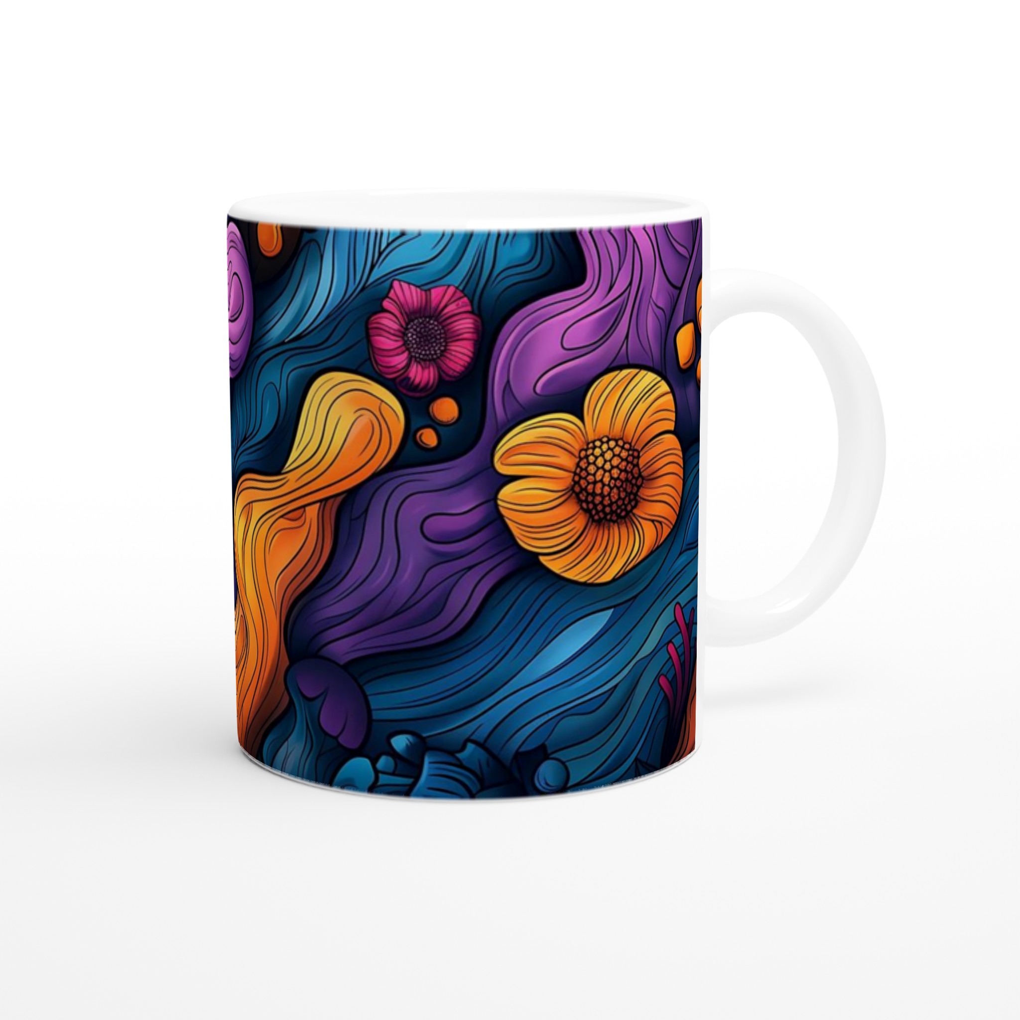 Abstrakt Blommig 11oz Keramikmugg – Din Kaffepaus, En Färgexplosion! 9 22d01bf5-f6b9-4027-b5ba-48cb91fea6e3