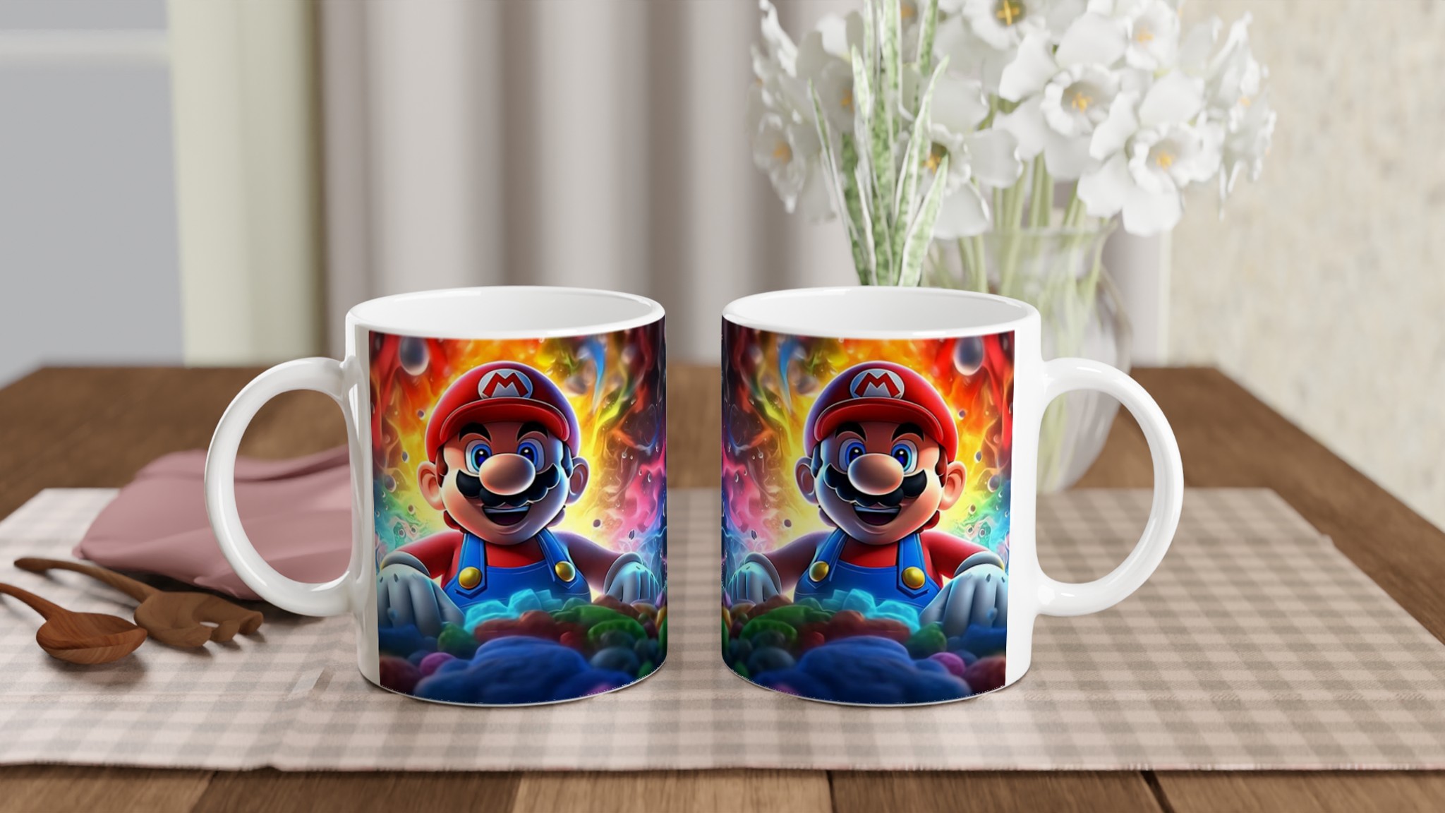 Vit 11oz keramisk mugg med färgstarkt spelande Mario-motiv – välj din keramikfärg för extra personlighet 10 22d7e49a-4ef6-464c-a581-3b68f3f6bcd3