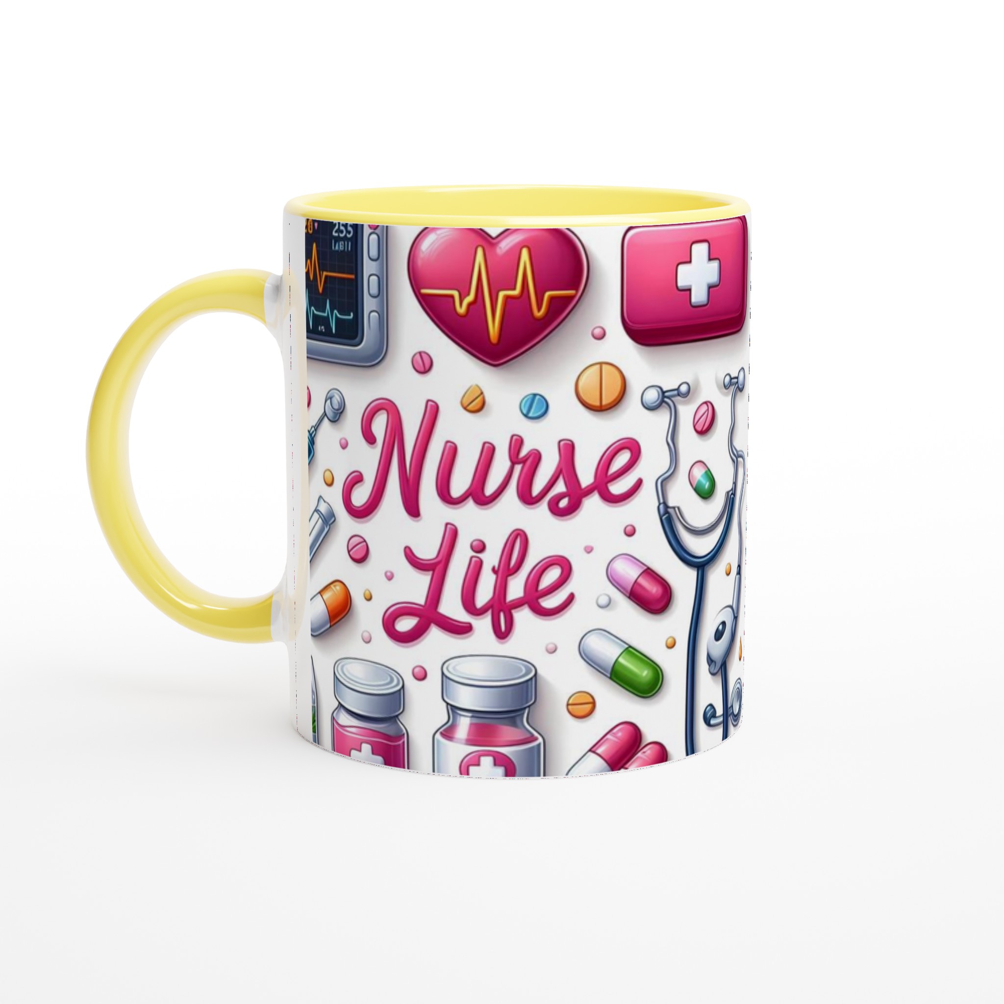 Vit 11oz Keramisk Mugg med 'Nurse Life' Design – Välj Bland Sju Färgstarka Keramiknyanser 3 22d984d8-b40e-4b86-a211-4132aa0b4f1a