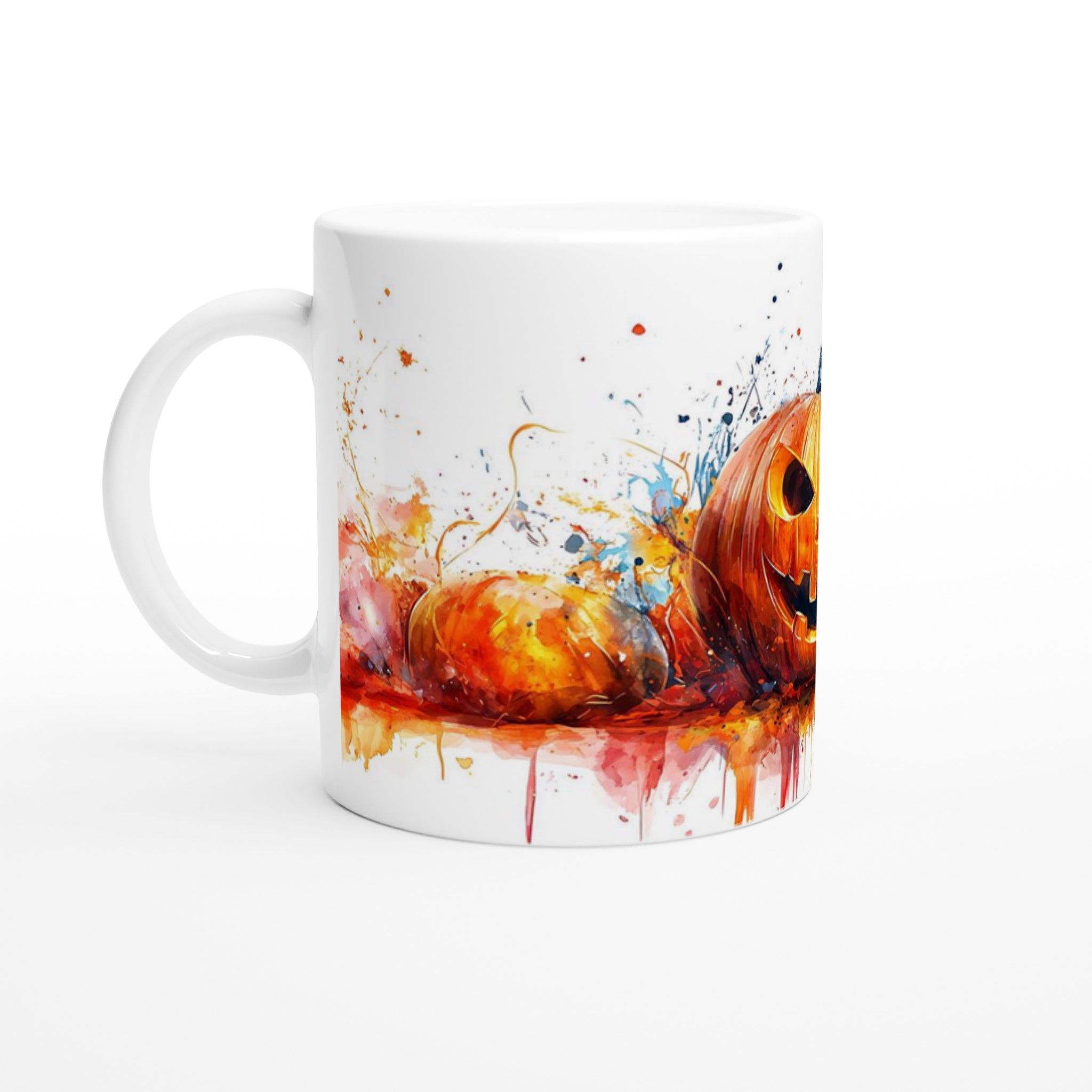 Spöklik Akvarell Halloween Mugg - Skrämmande Pumpa Design i Livfulla Färger, 11oz Keramik 1 22deb16c-1365-4740-b2b7-9519e5ec61f0