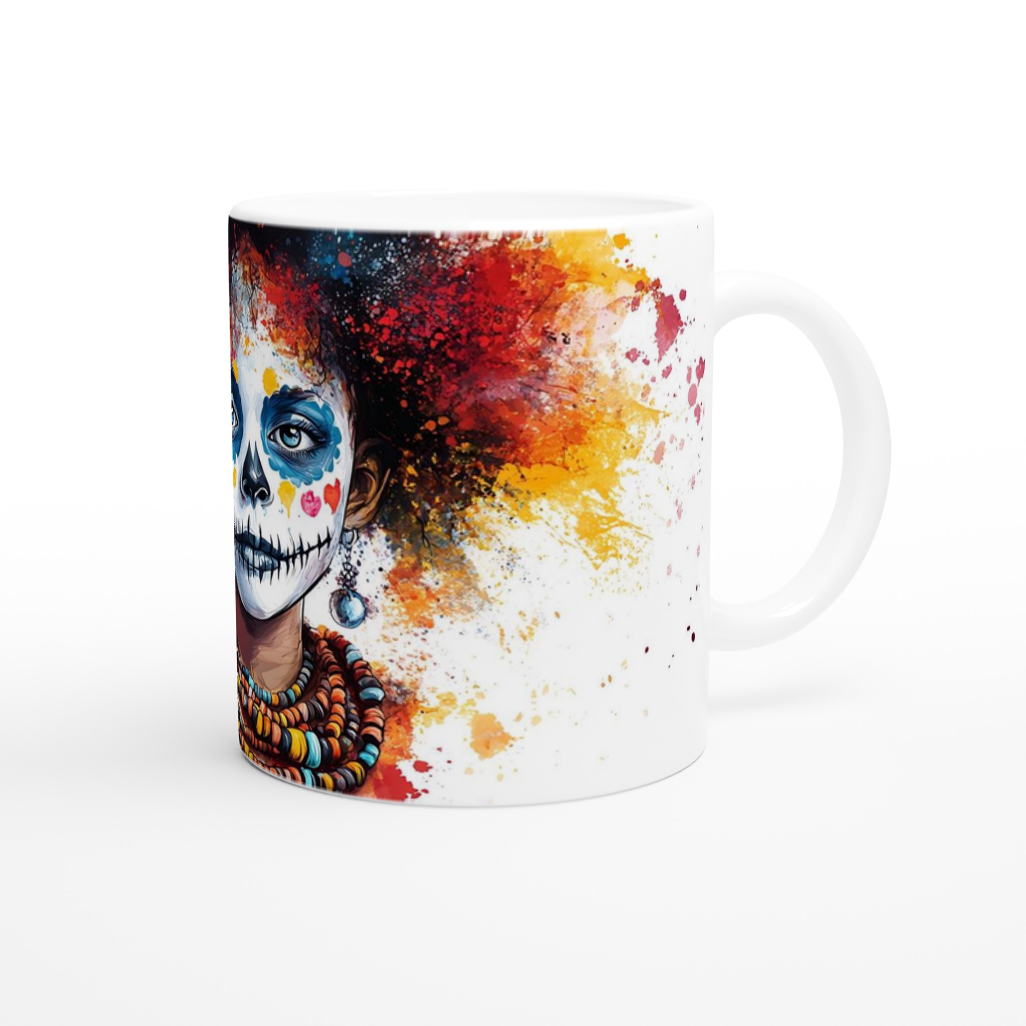 Mångfärgad Sugar Skull 11oz Keramisk Mugg – Konstnärligt Tryck & Valfri Färg 9 22fd7a78-f7fb-4628-af3e-16c2174a2ac4