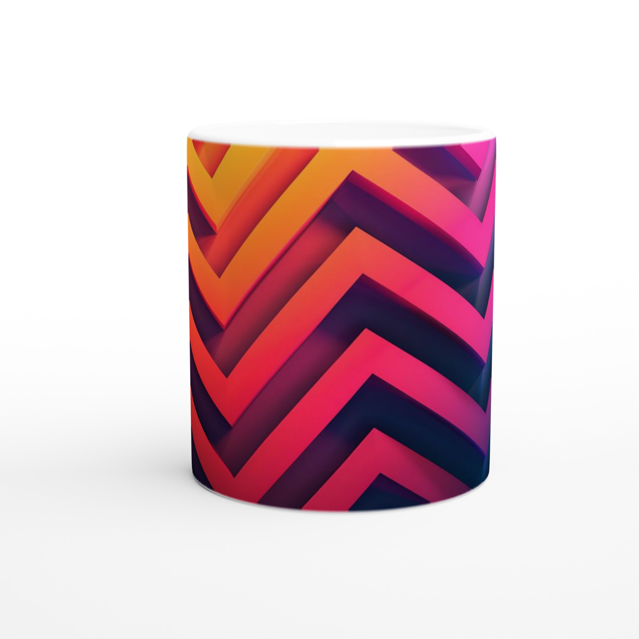 Abstrakt Chevron Mugg - Färgexplosion på 11oz Keramisk Kaffekopp 8 2301b3c8-788a-4e8c-9b93-366649fadf60