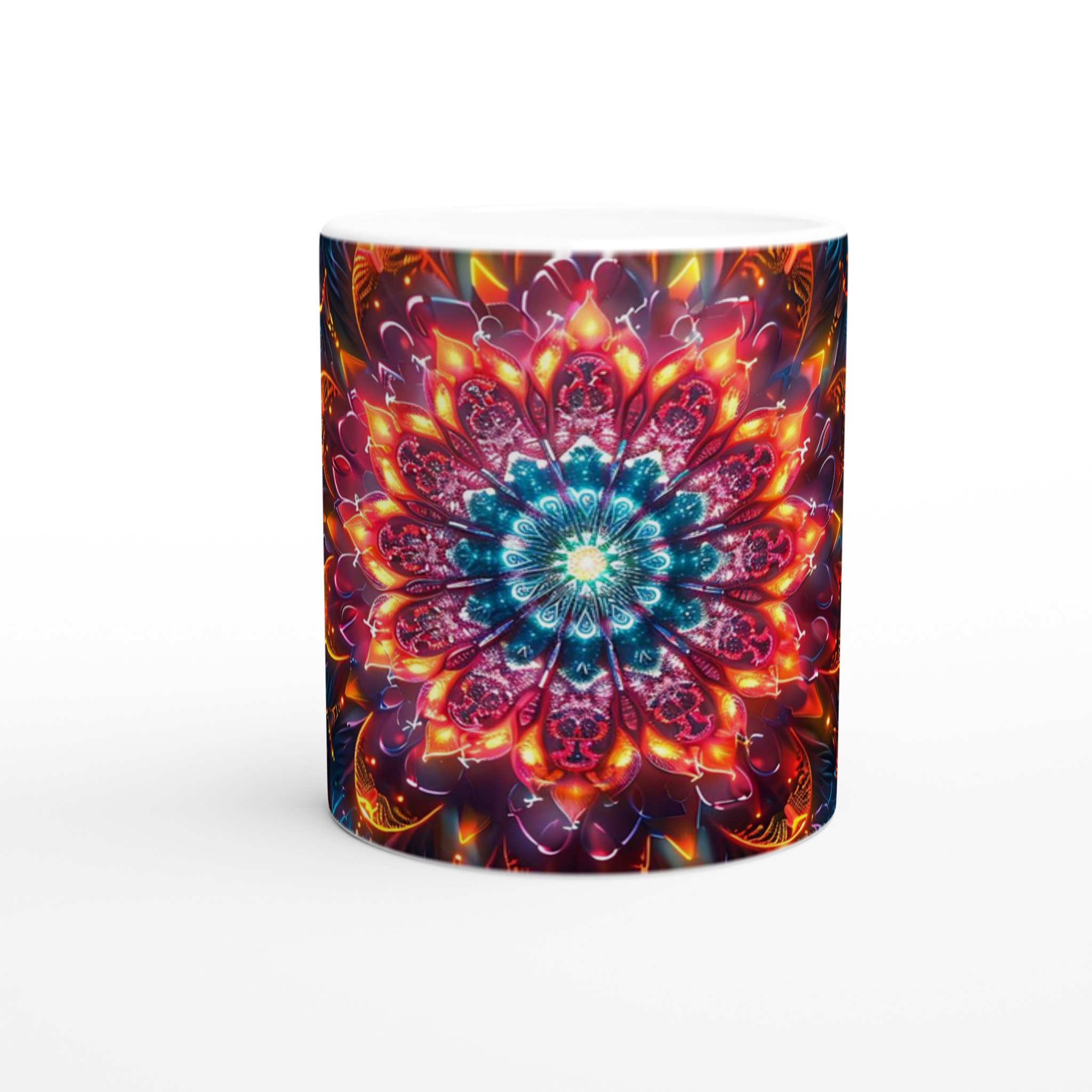 Kosmisk Mandala Mugg – 11oz Keramikmugg i Levande Neonfärg, Perfekt för Den Som Älskar Unik Konst 8 23022864-02da-4706-acbb-abd0378c7c09