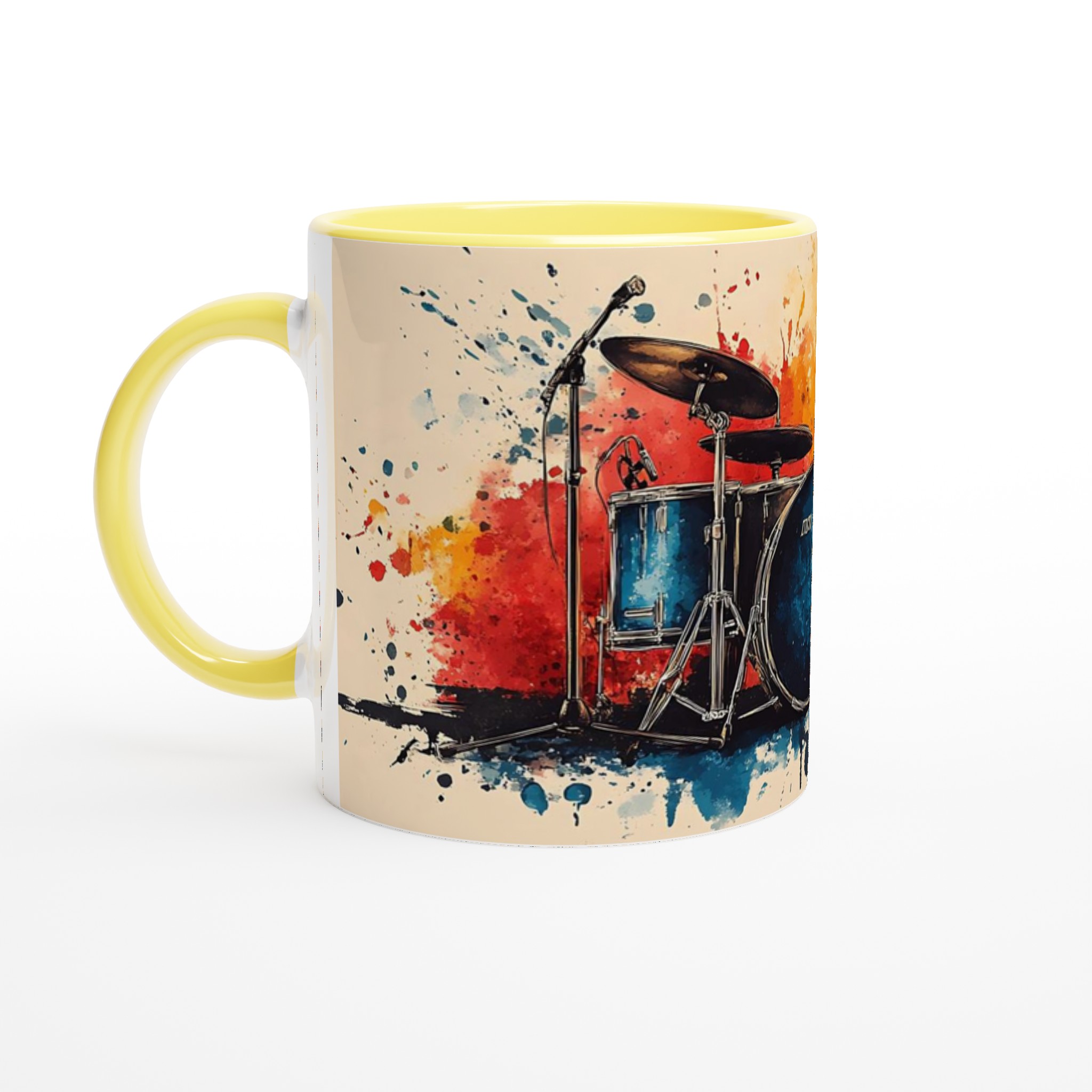 Abstrakt trumset keramikmugg – Musikaliskt färgsplash i 11oz – Välj bland 7 levande färger 3 23185150-8f59-42a4-b080-1f29c83ffeab