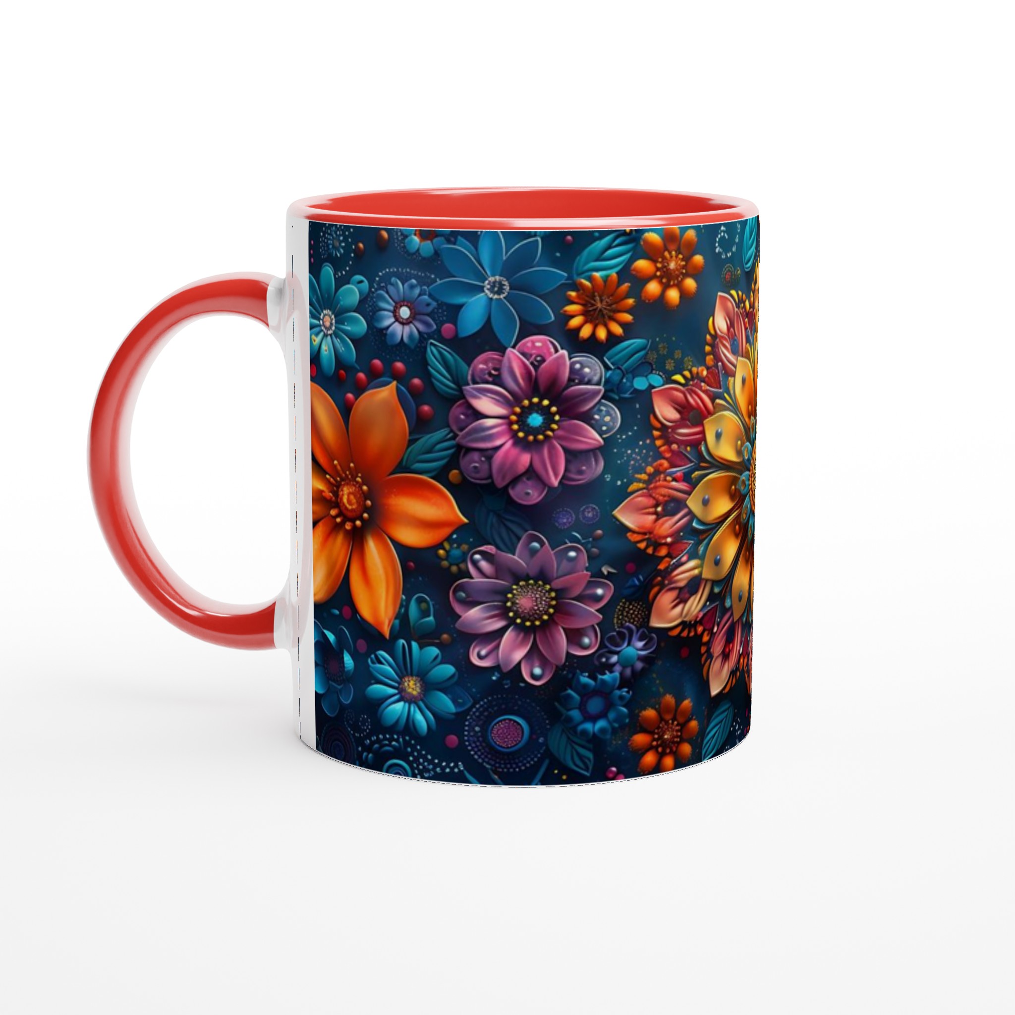 Mångfärgad blommig Mandala 11oz Keramisk Mugg – Konstnärlig Design i Flera Färger 5 232284da-a245-4098-8c6a-ecd0c0e9ce2b