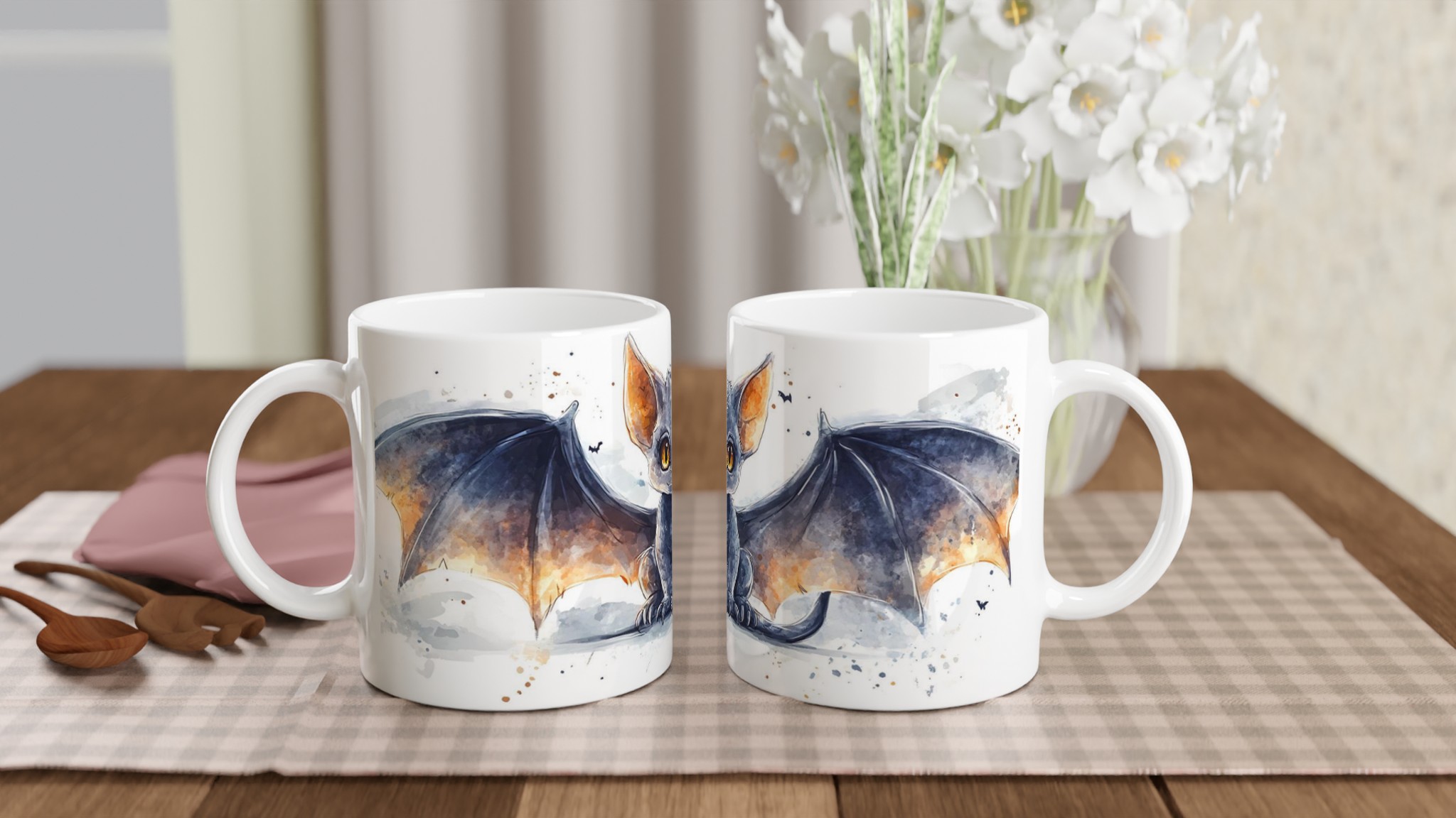 Söt Fladdermus Akvarell Mugg - Unik Keramikmugg i Flera Färger (11 oz) 10 232d85d0-02d8-46d6-9469-dfa23209a1d5