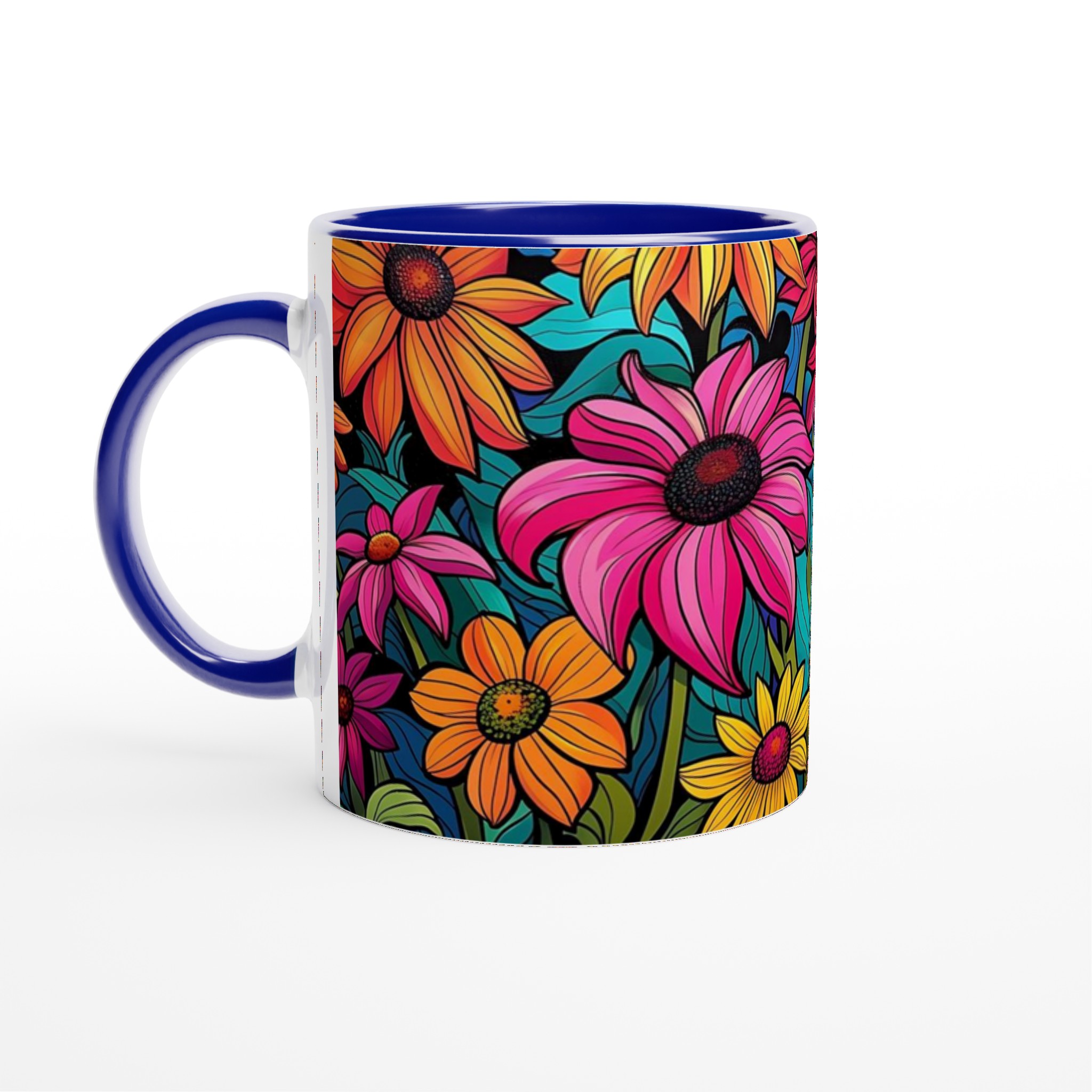 Färgexplosion: Konstnärlig Blommig Keramikmugg – 11 oz i ditt val av 7 livfulla färger! 2 23706eca-dc09-4ebd-a967-896c3adfa200