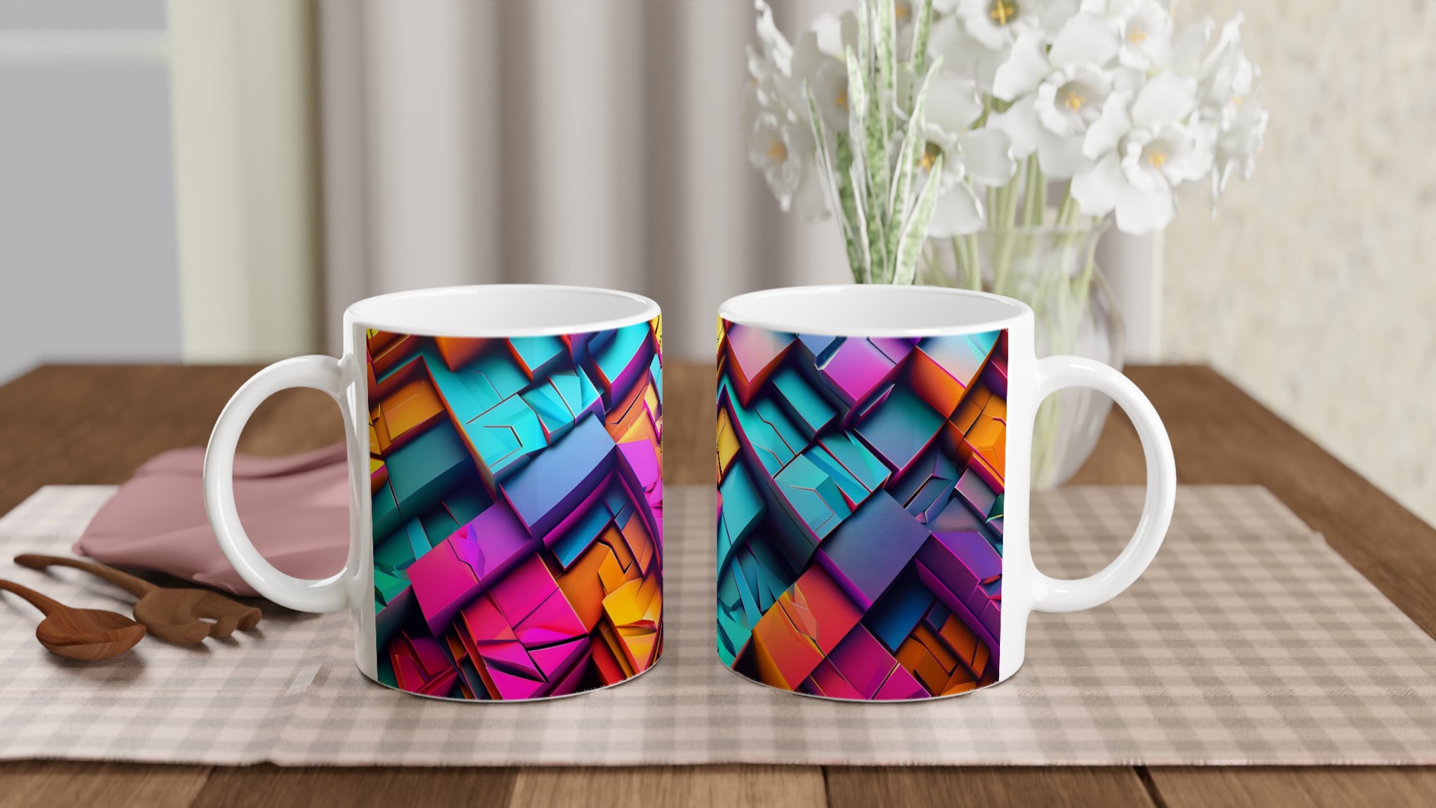 Abstrakt Geometrisk 11oz Keramisk Mugg – Färgglad Explosion för Din Favoritdryck 10 2378ac73-9c4d-4c66-a754-ce2907889012