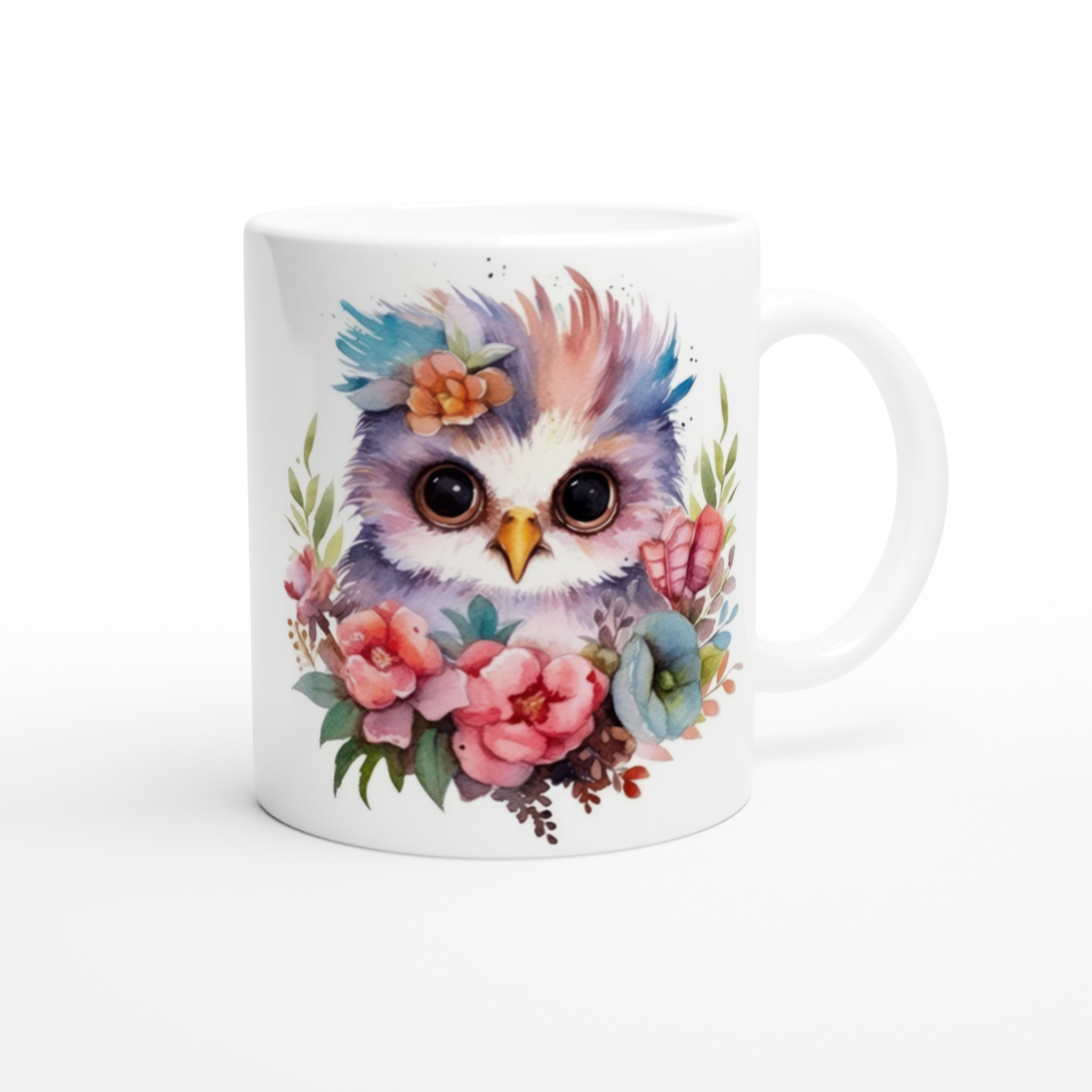 Vit 11oz keramisk mugg med bedårande ugglemotiv i mjuka pastellfärger – välj bland sju unika keramfärger 9 237f6af2-339f-41f9-afb1-4220f44806fc