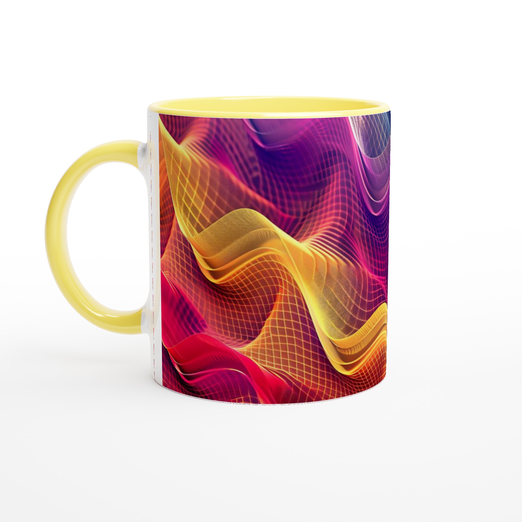 Vit 11oz keramisk mugg med livfull abstrakt design i flera färger 3 23847fca-5787-4edf-afda-0fcfe4d1bc49