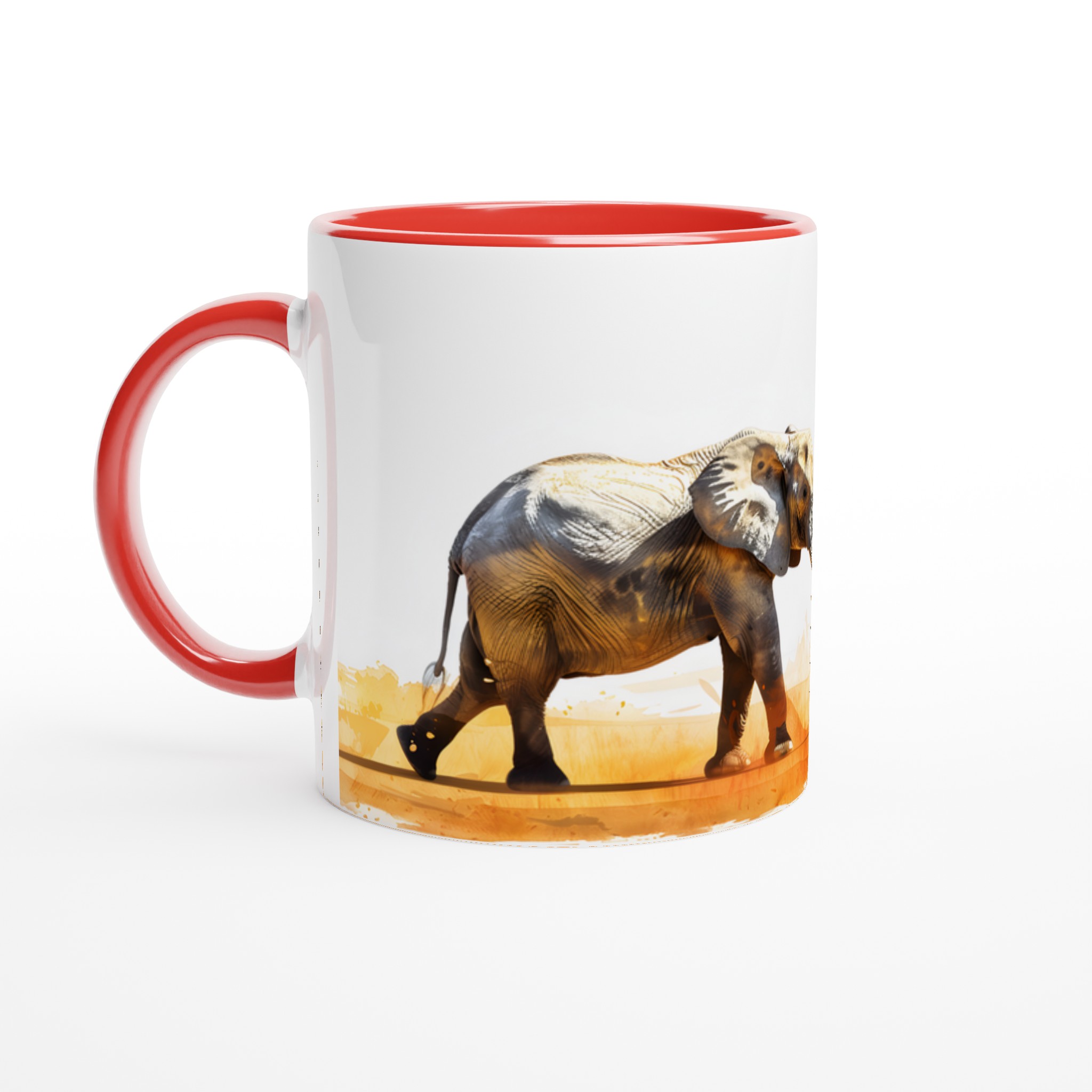 Mugg "Safari Elegans": Akvarellinspirerad Elefant i Livfull Orange – 11 oz Keramikmugg 5 2392d41d-1dcf-4d5c-a8f5-1876709d79e1