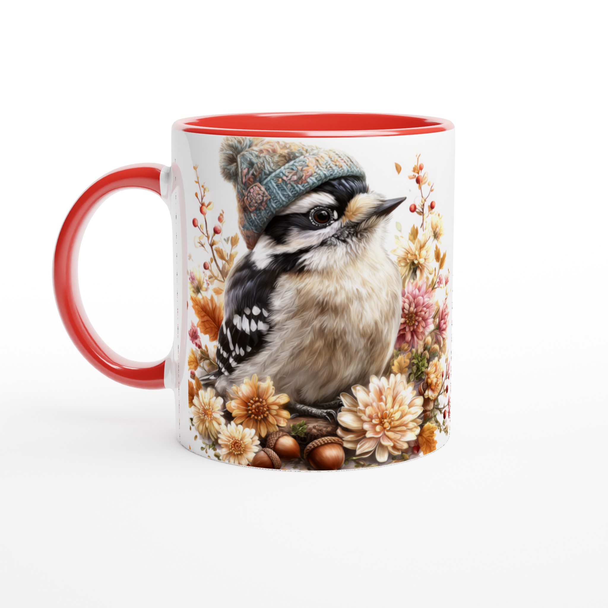 Vit 11oz keramisk mugg med charmigt fågelmotiv och varm höstpalett 5 23b053e6-0692-4874-b95d-8072ad9e3eb6