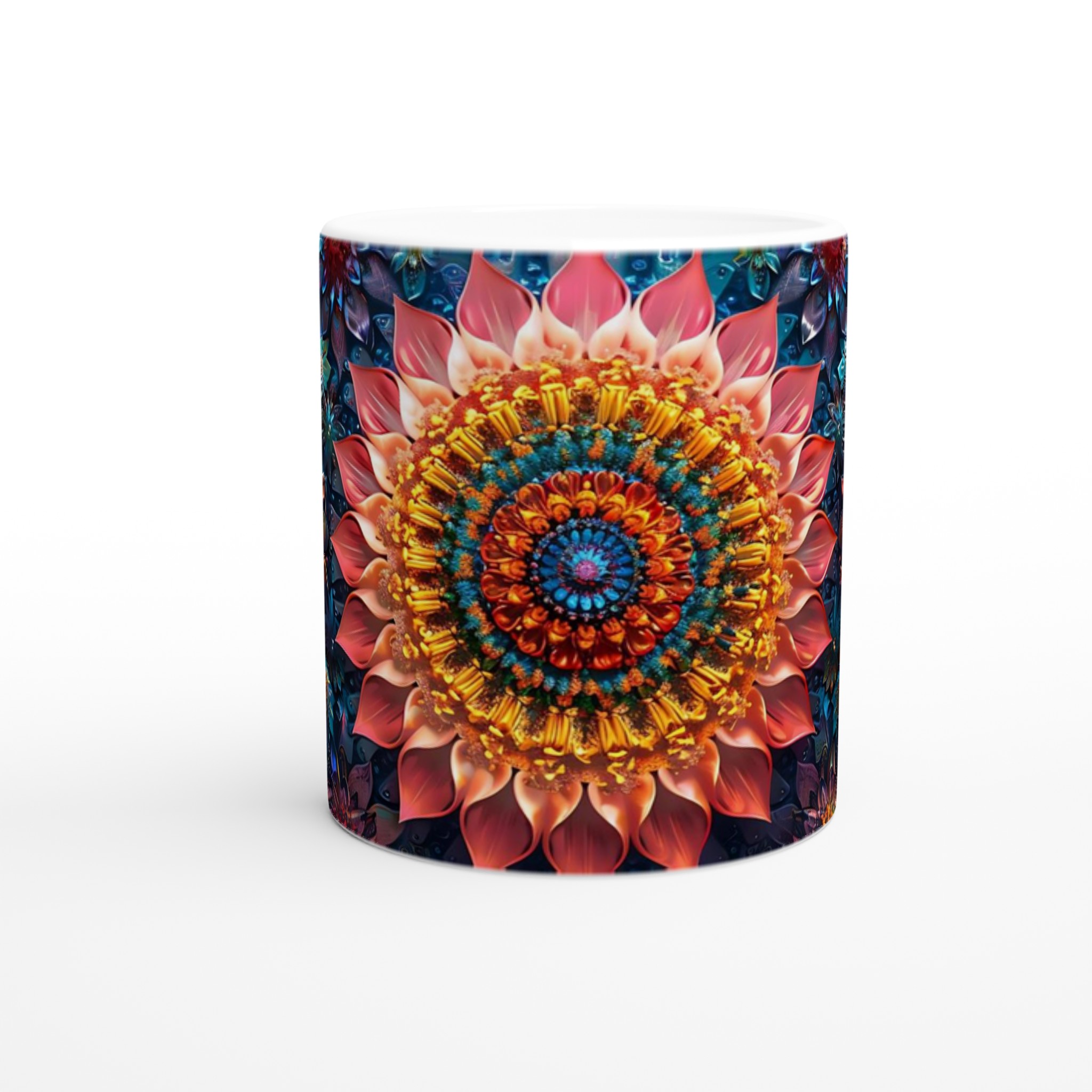 Kosmisk Blomsterglädje Keramikmugg - 11oz Mandala-Inspirerad Kaffekopp i Valfri Färg 8 23b69334-1aa5-4722-8082-f162352906ab