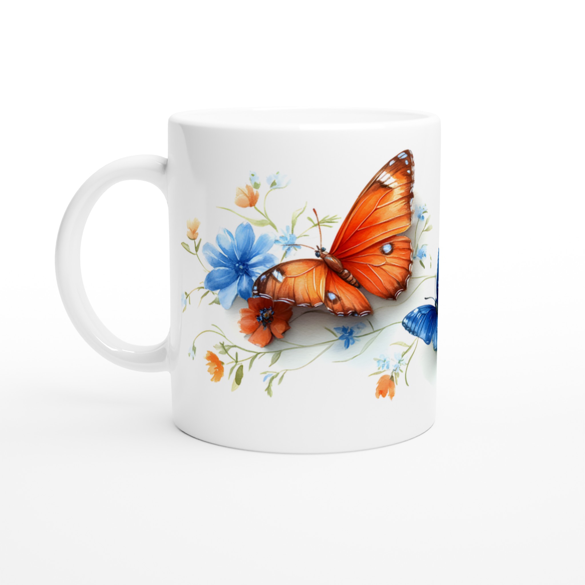 Fjärilsdröm Keramisk Mugg - Akvarellblommor & Fjärilar i Klara Färger, Välj bland Flera Livfulla Nyanser 1 23e221c5-0f4c-4e9c-ae20-74c6762f90dd