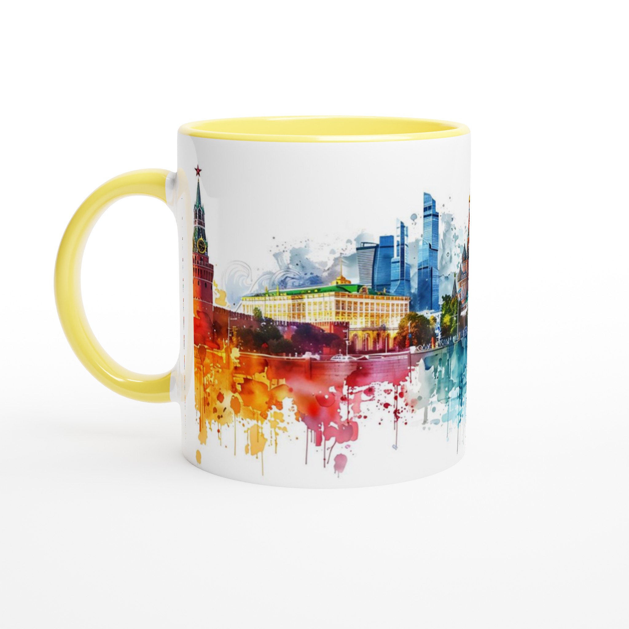 Abstrakt Moskva Stadssiluett Keramisk Mugg - Akvarellstil i Valfri Färg 3 241c4802-2e42-4515-a976-3821a25957e4
