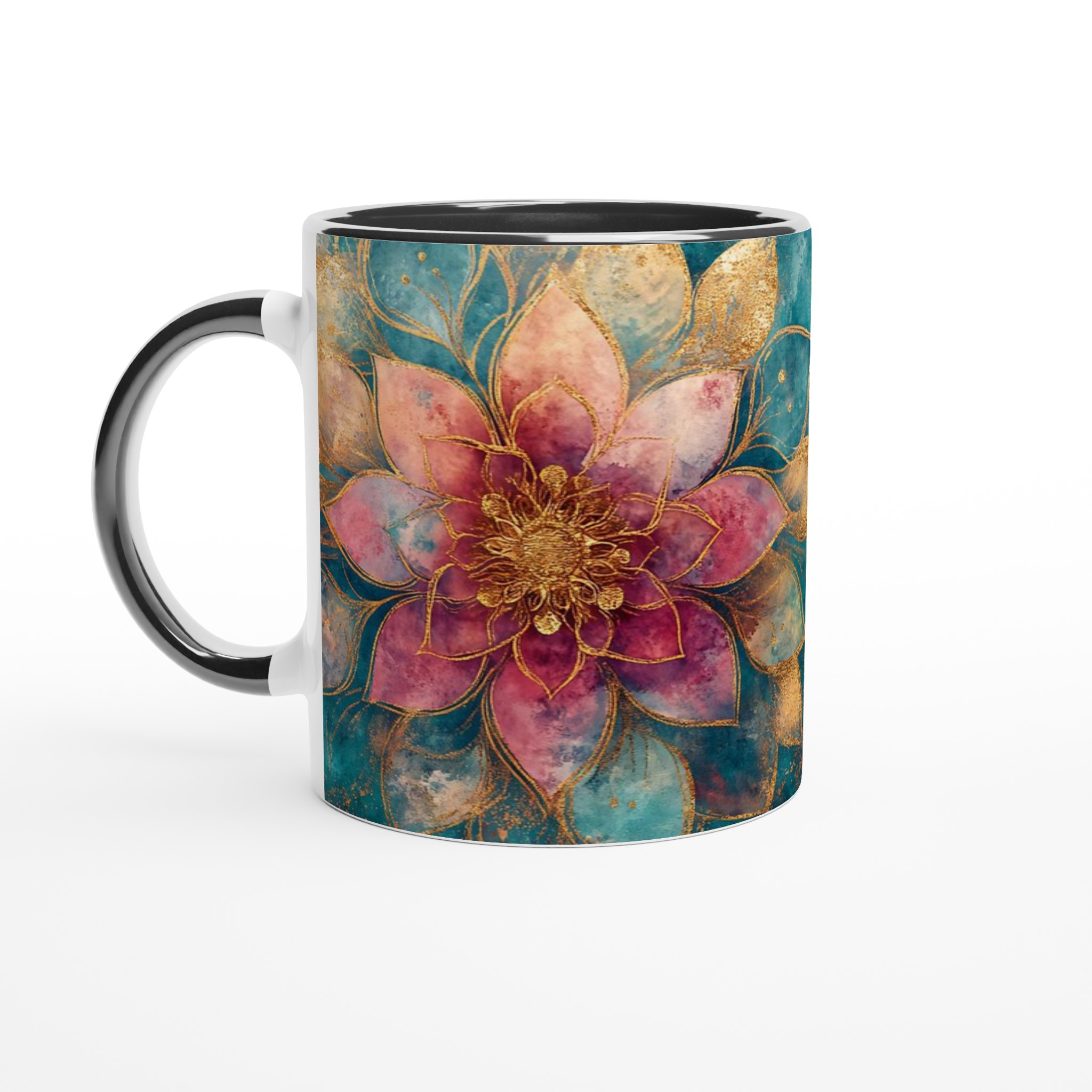 Lyxig Keramisk Mugg med Gulddetaljer & Akvarellblomma – 11oz, Välj Din Färg! 4 241cf912-65a4-4043-a89f-5316eb209b5a