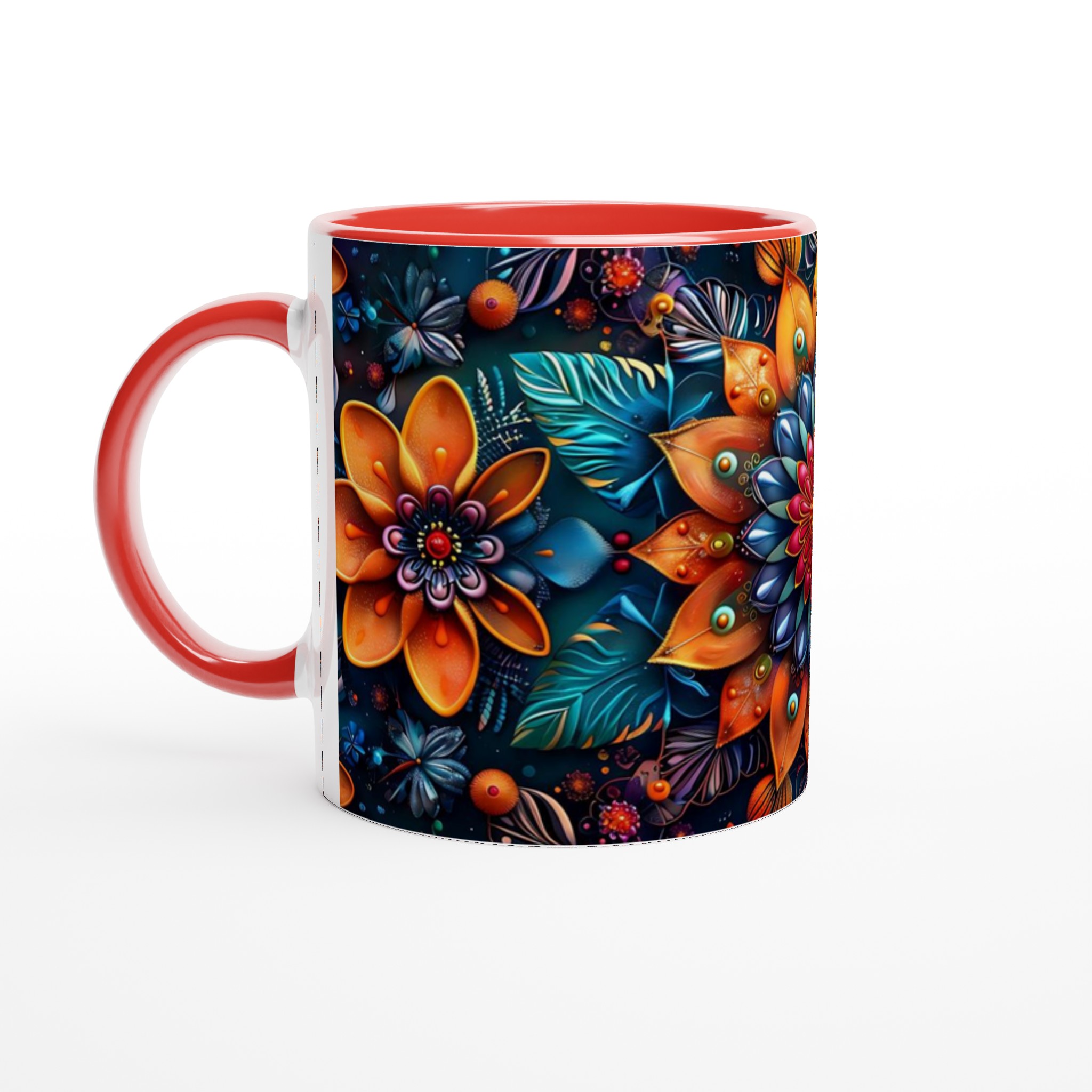 Mångfärgad abstrakt blommig keramikmugg – 11 oz premium kaffemugg i 7 livfulla färger 5 2464e23d-46c6-449d-bcac-6f88c00b53cf