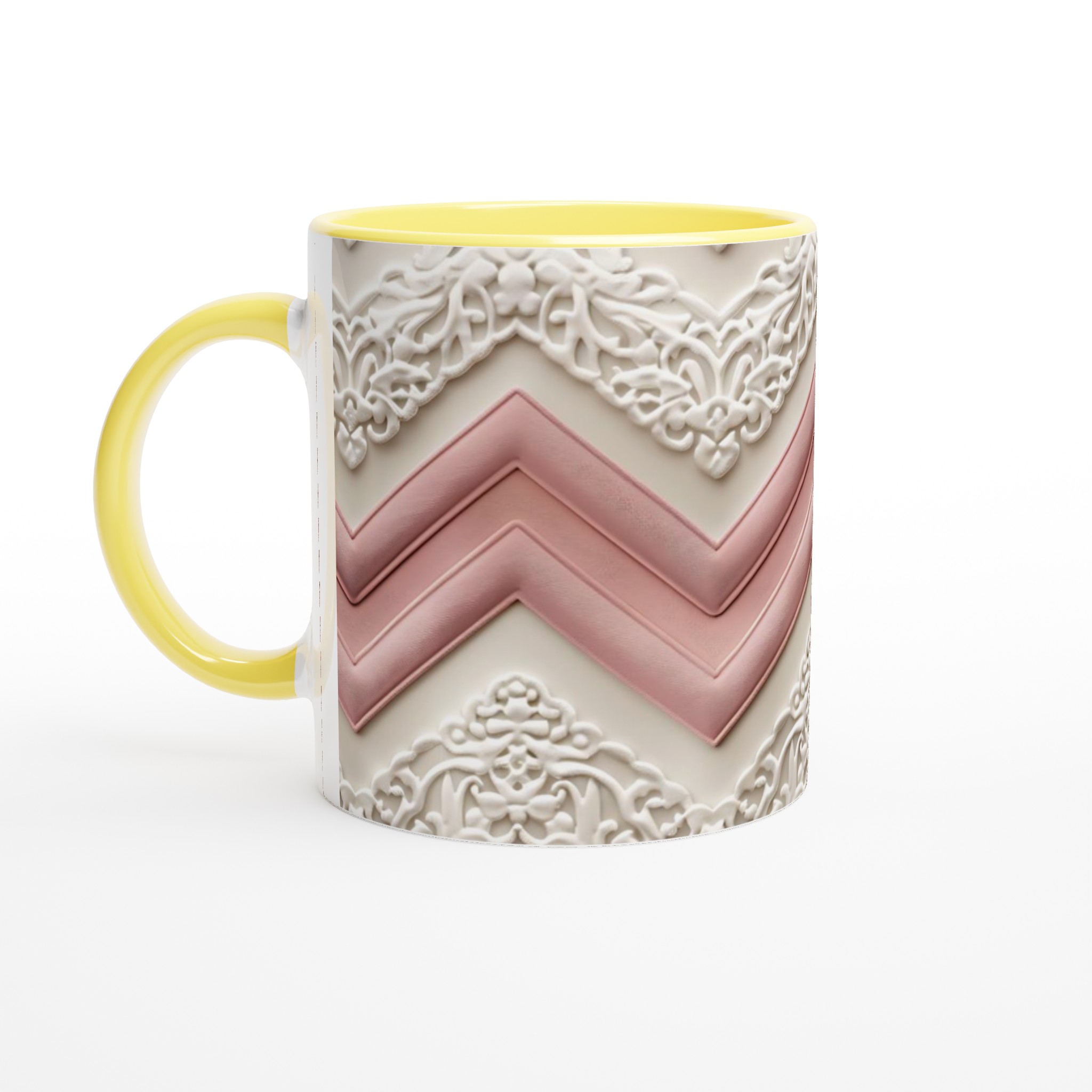 Elegant Vågmönstrad Keramikmugg – Pastellrosa & Vita Detaljer, 11oz – Välj bland 7 Färger! 3 249ad2f8-3331-4127-bac9-7f4aee4af96f