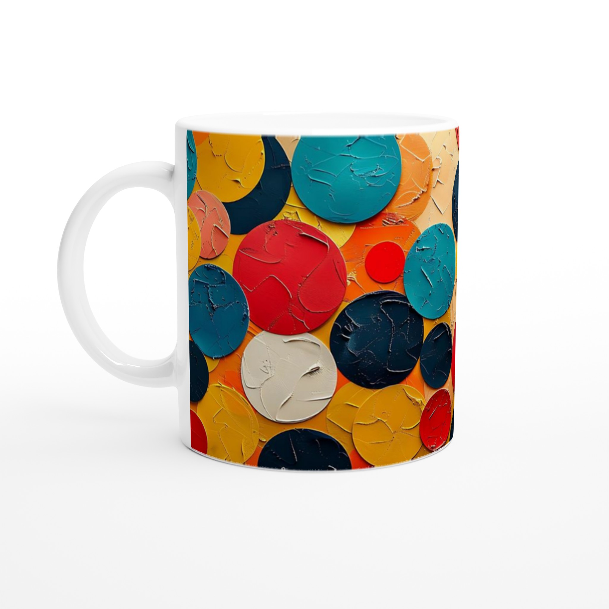 Abstrakt Pop Art Keramikmugg - 11oz, Levande Cirklar 1 24b12572-f998-48a4-8c0e-c5a156951db1