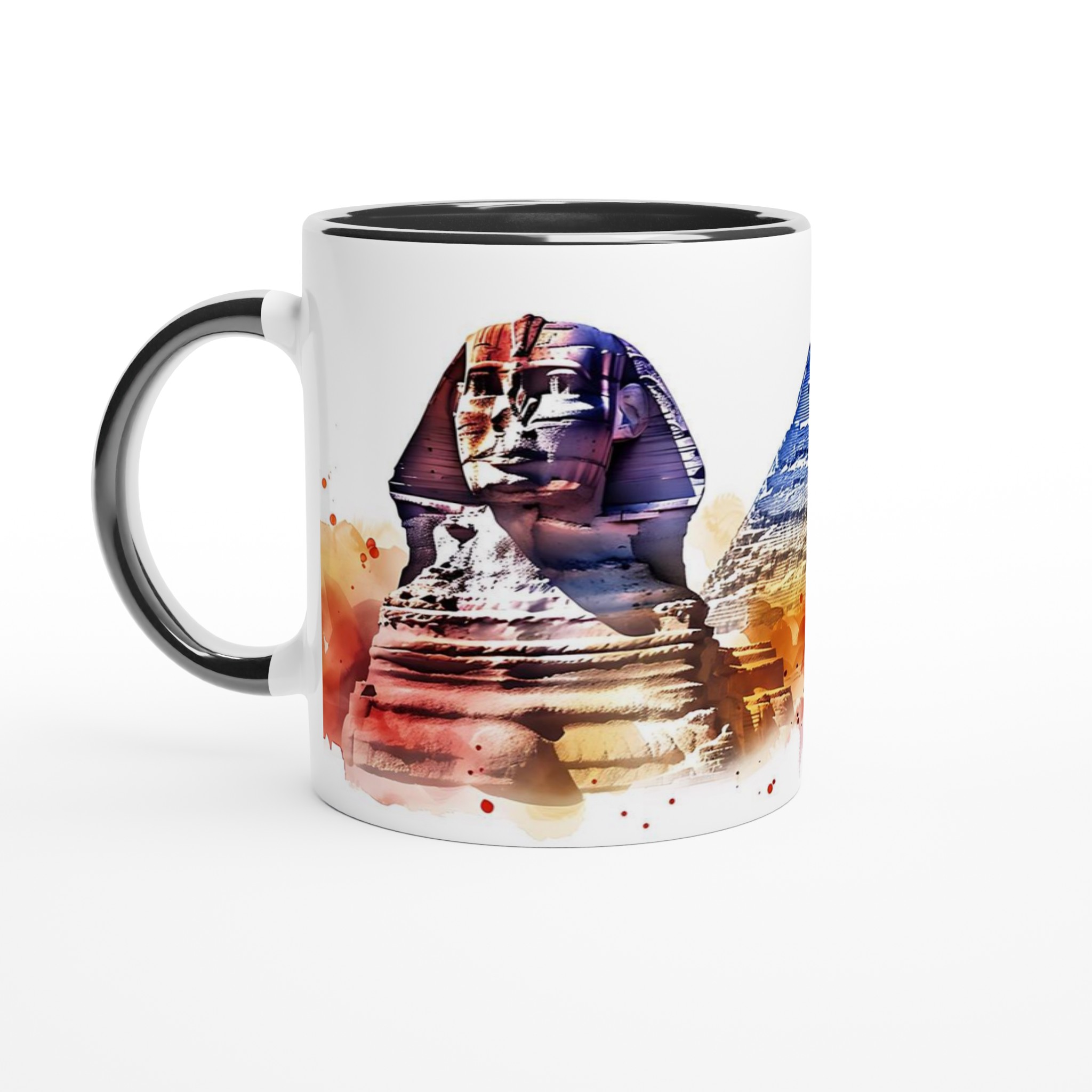 Egyptisk Akvarell Mugg - Sphinx & Pyramid Design i Levande Färgstänk 4 24b28f84-54ae-491f-be58-2c55966bf18a