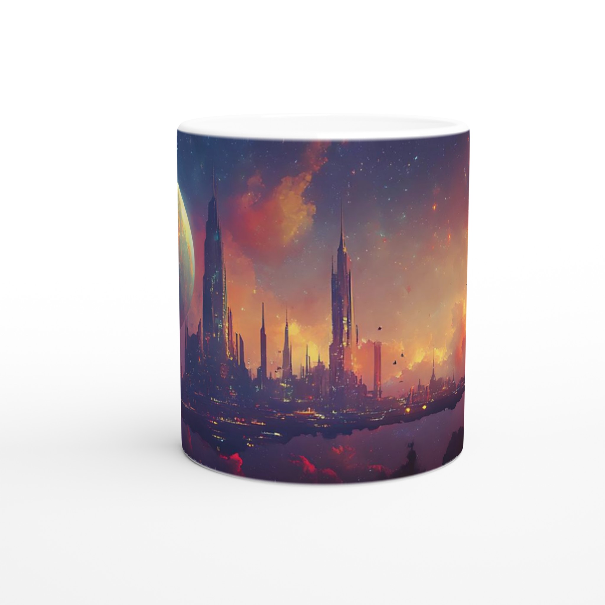 Futuristisk Stad vid Skymningen 11oz Keramikmugg – Drömsk Sci-Fi Vibe i Flera Färger 8 24f6b26f-4c47-4b3c-998c-03c56f1e22ec