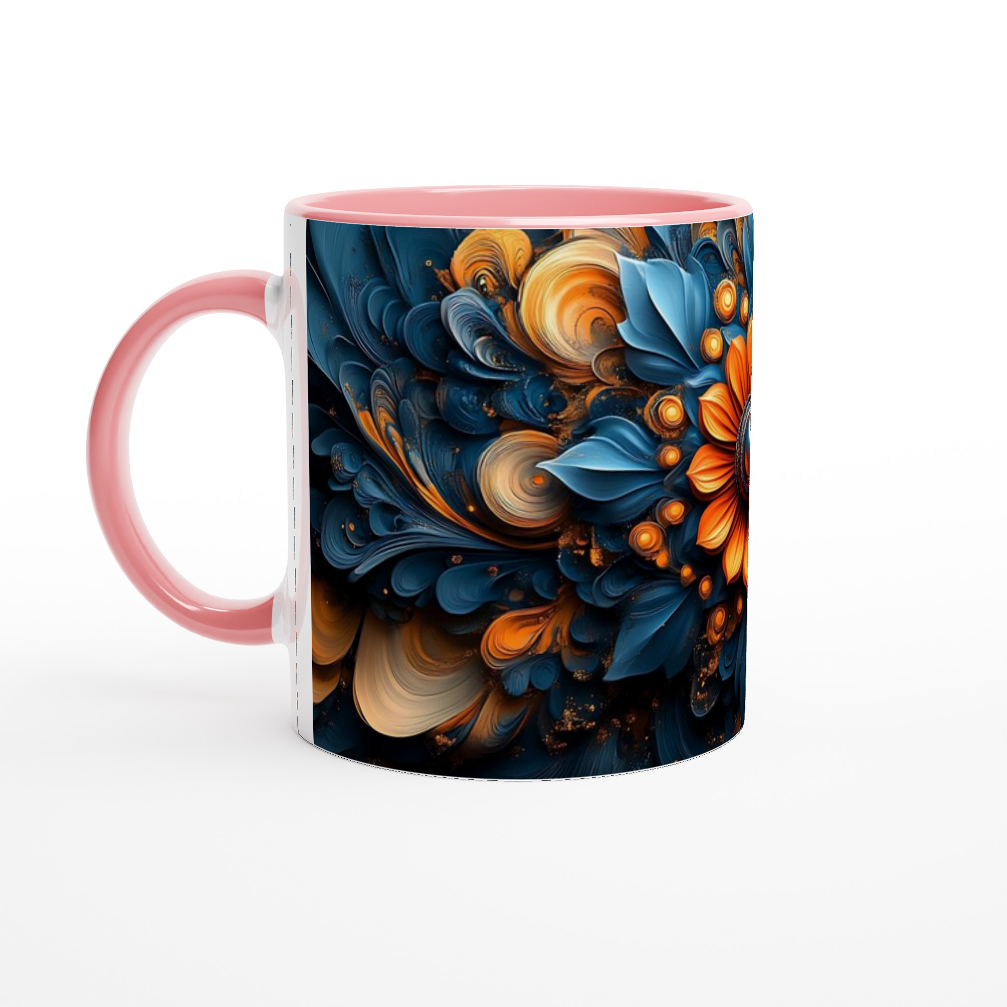 Abstrakt Blommig 11oz Keramisk Mugg – Konstnärlig Design i Blått & Orange, Välj Din Favoritfärg! 6 2548a3d3-cee6-4362-a9dc-ca89233a069c