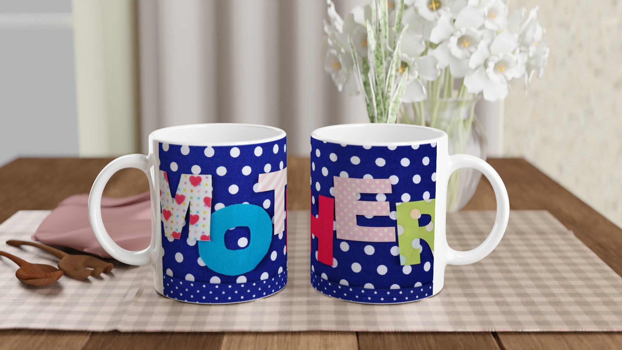 Vit 11oz Keramisk Mugg med Lekfulla Färgglada Bokstäver – Välj bland Sju Stilfulla Kulörer 10 254ba175-2508-466d-8f4a-fad07968f1f2