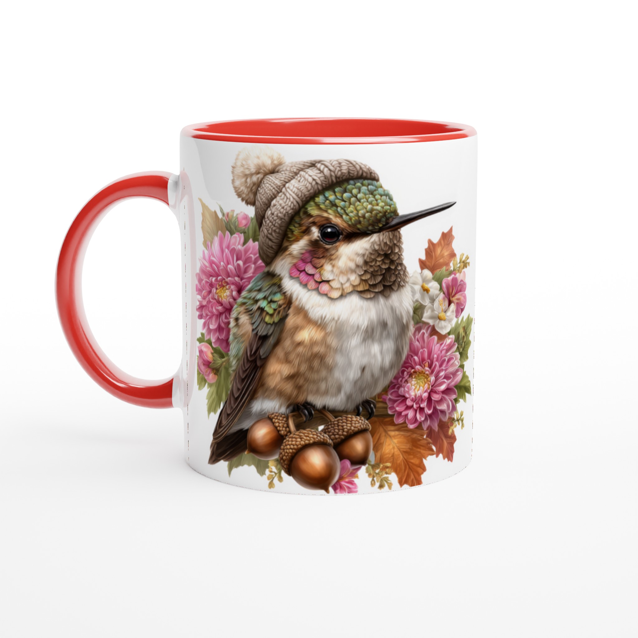 Vit 11oz keramisk mugg med färgstarkt kolibri- och blomsterdesign – välj bland sju livfulla färger 5 2580bb15-b9c4-44a9-910b-79e05ad7e72a