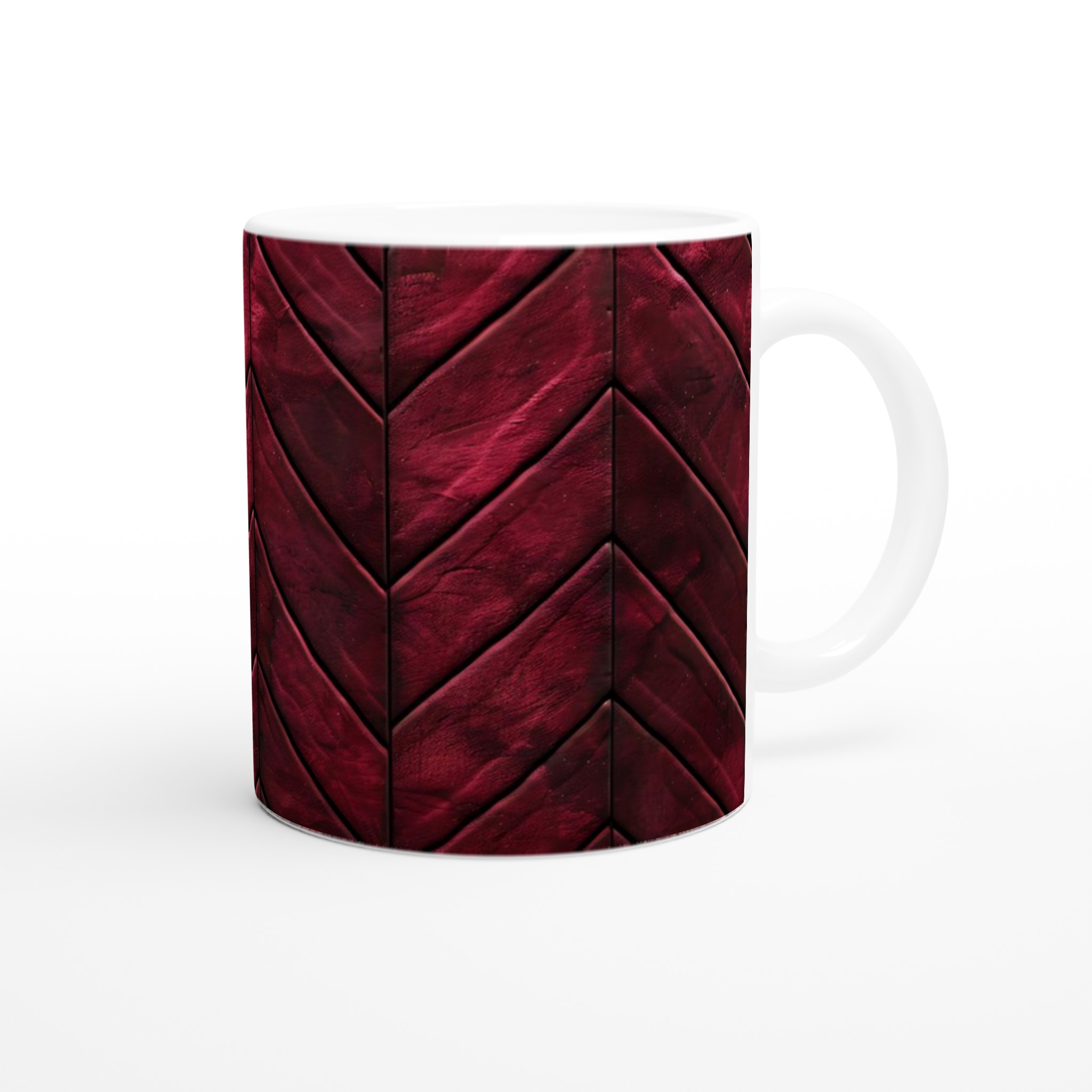 Vit 11oz keramisk mugg med elegant vinröd geometri – välj bland 7 djärva keramikfärger 9 259f061c-c8b3-4889-b23d-8b68fcbe5d9b