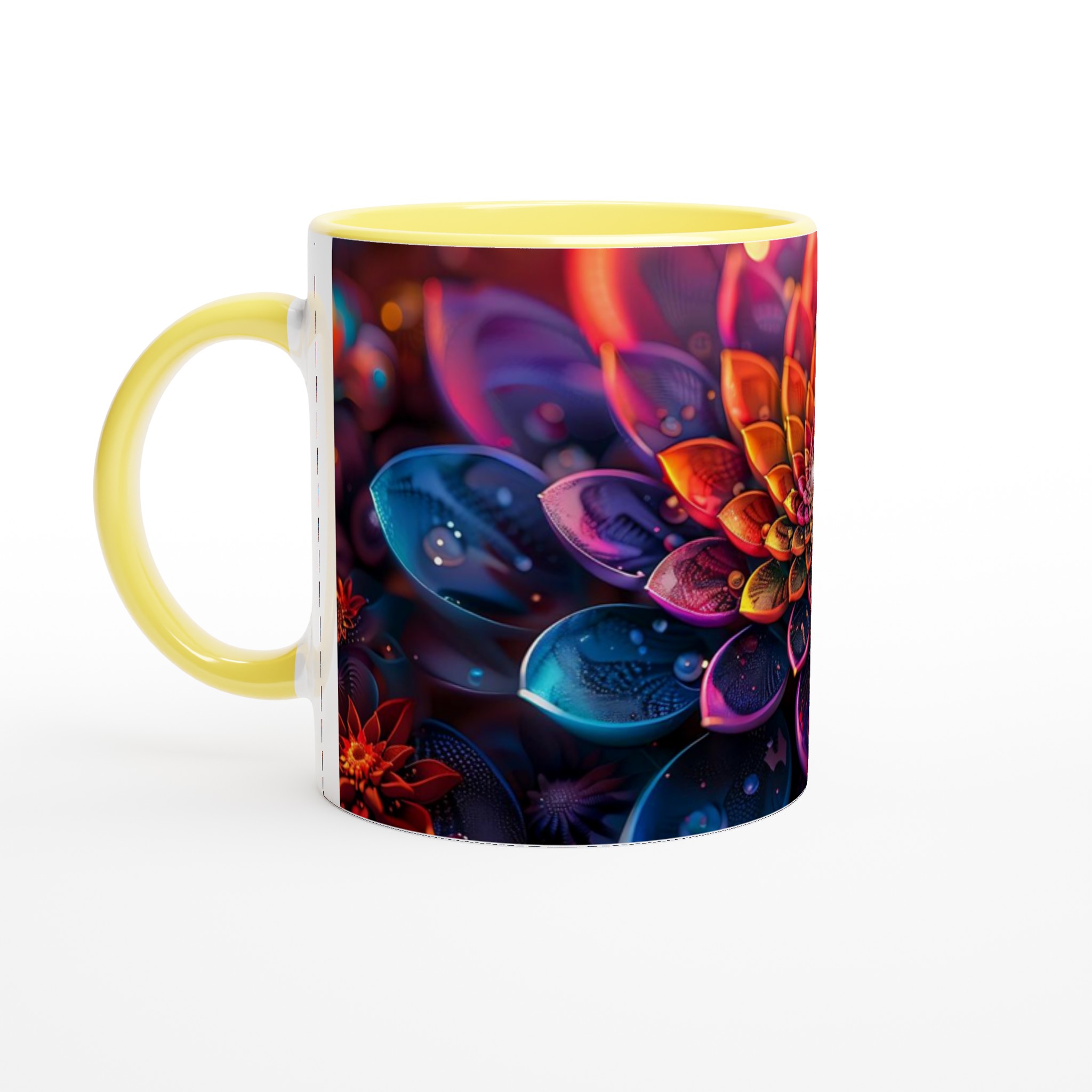 Kosmisk Lotusblomma 11oz Keramisk Mugg – Konstnärligt Tryck för En Färgsprakande Kaffestund 3 25b5401a-876d-4217-b861-a5ab05bcde69
