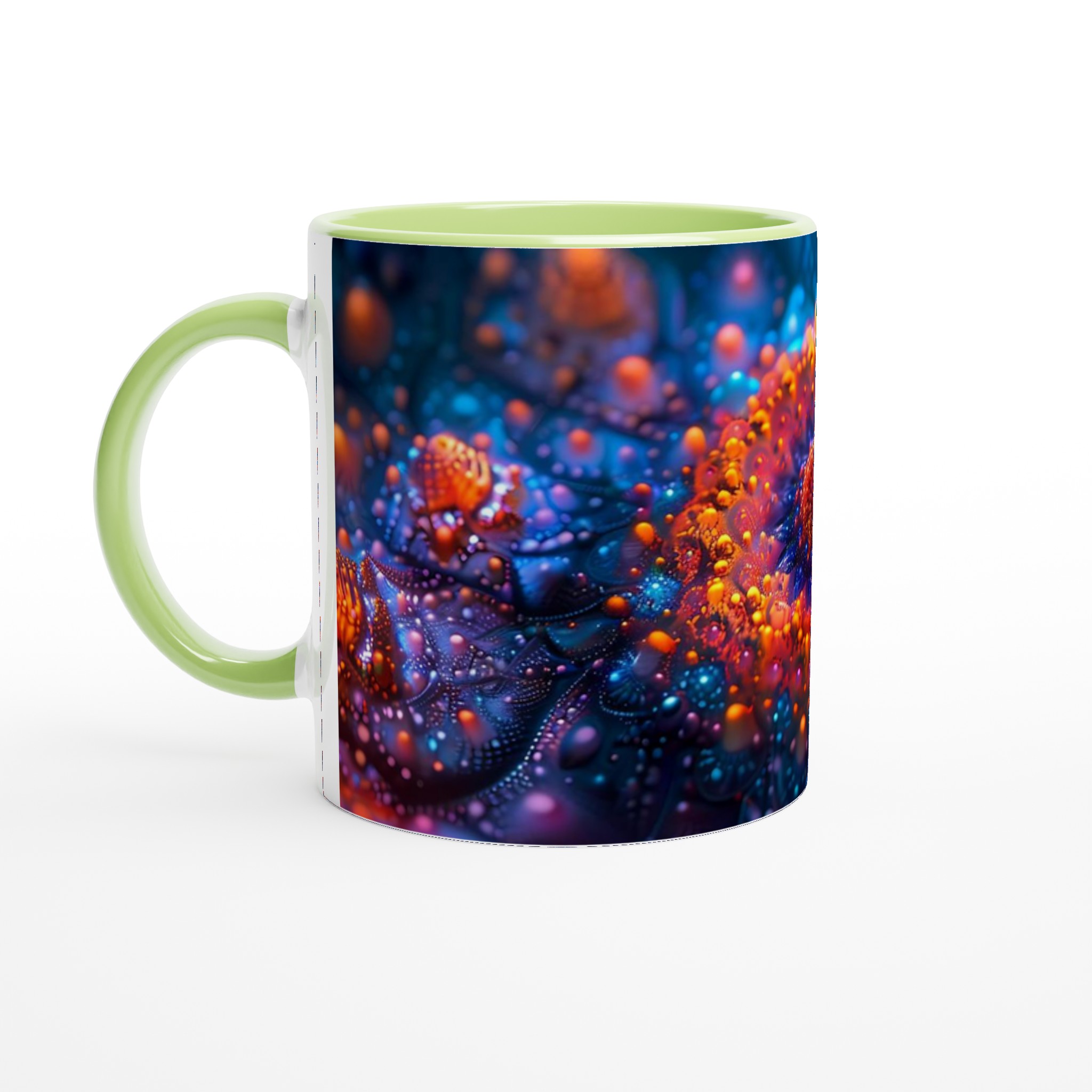 Kosmisk Fraktal Mugg - Livfulla Neonfärger på 11oz Keramik, Välj Din Favoritnyans! 7 25c6cce5-10e6-4e93-888d-b39e43bc4beb