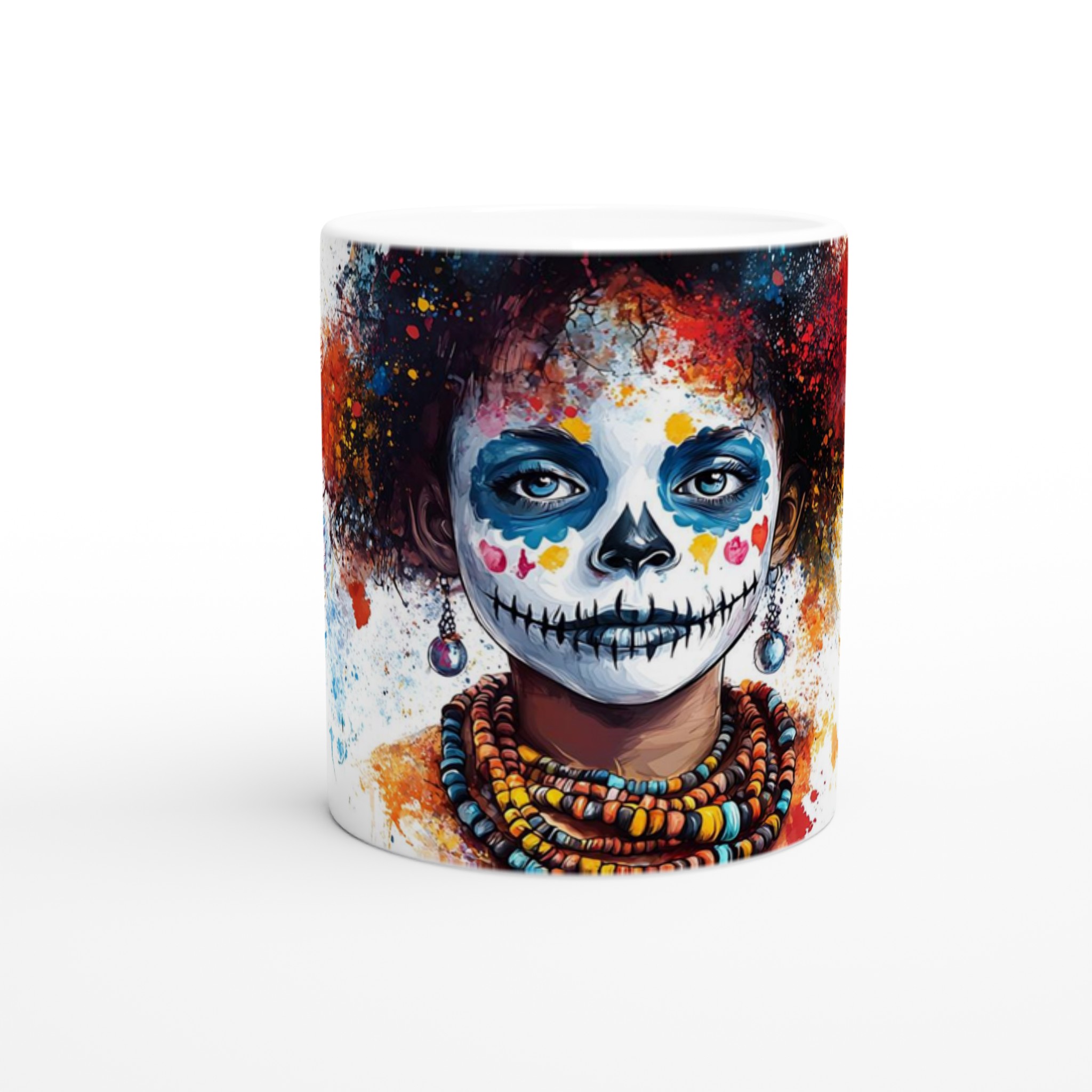 Mångfärgad Sugar Skull 11oz Keramisk Mugg – Konstnärligt Tryck & Valfri Färg 8 25dbff98-e5a3-472d-97cc-fa6bb5ab54c6