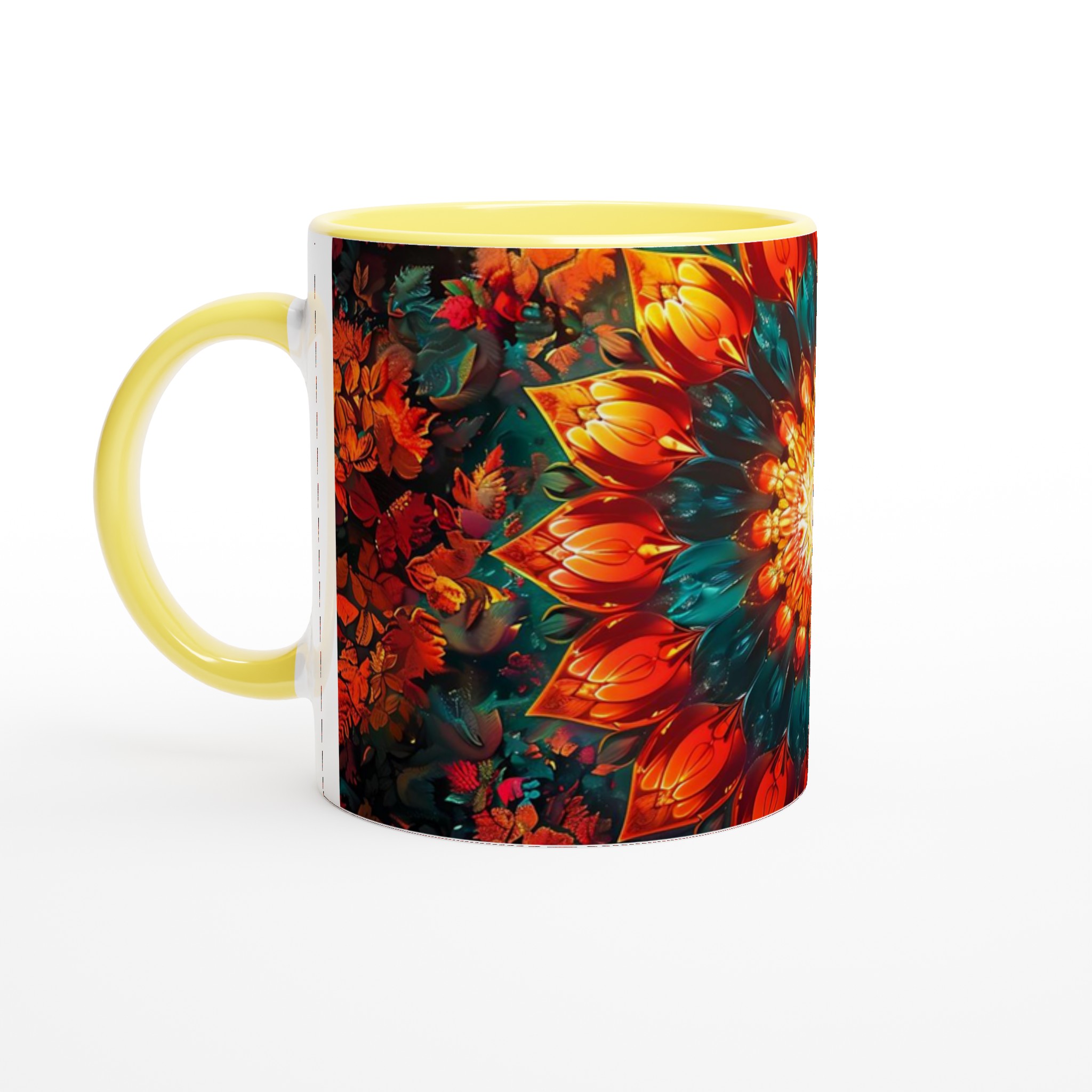 Mångfärgad Floral Mandala 11oz Keramikmugg – Din Kaffepaus, En Explosion av Färg! 3 25e358f4-51aa-4bf0-8b97-c08f18ea721e