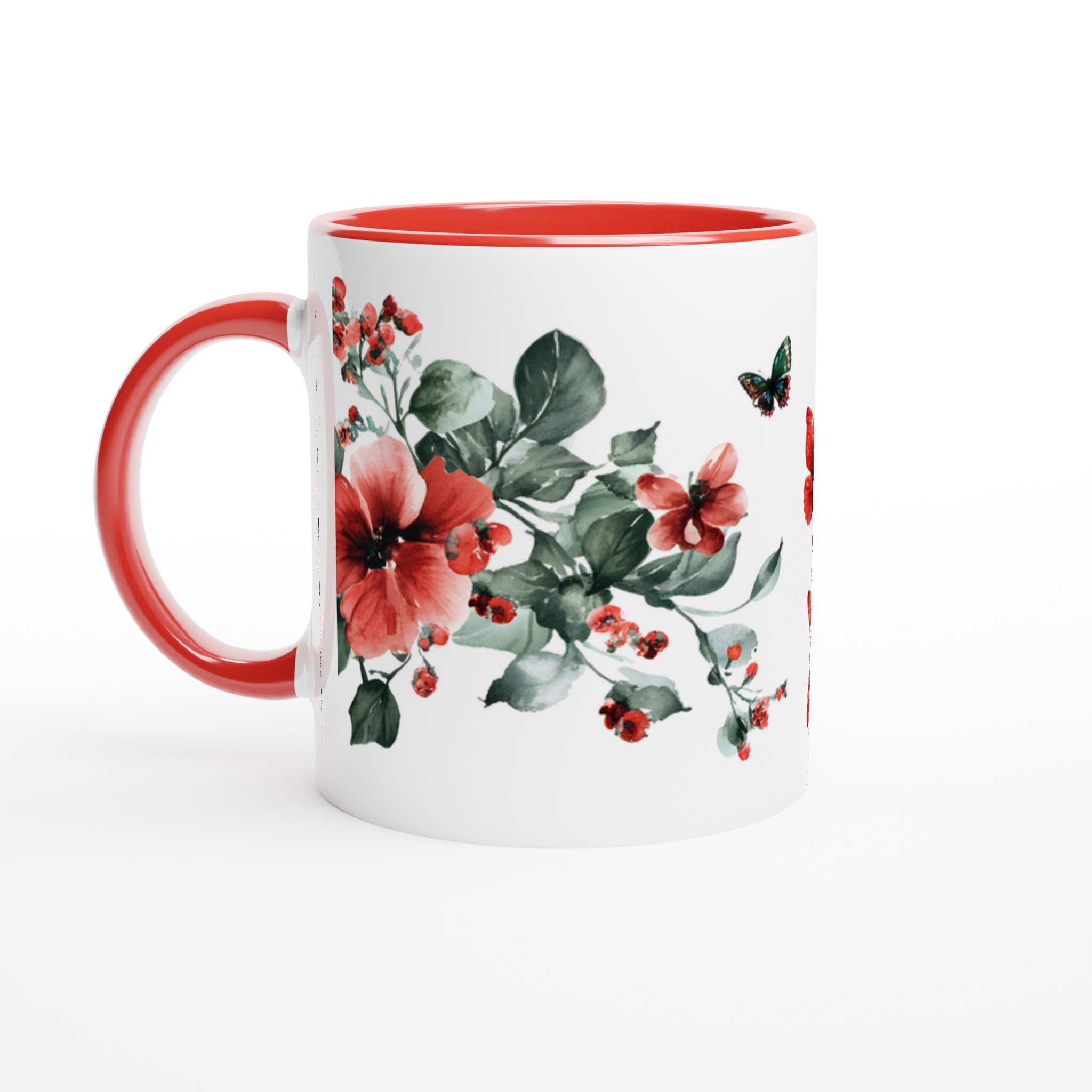 Fjäril och blomsterakvarell 11oz Keramisk Mugg – Välj bland 7 Livfulla Färger 5 25ebd6c0-e668-40b3-9dfb-95d839ffac15