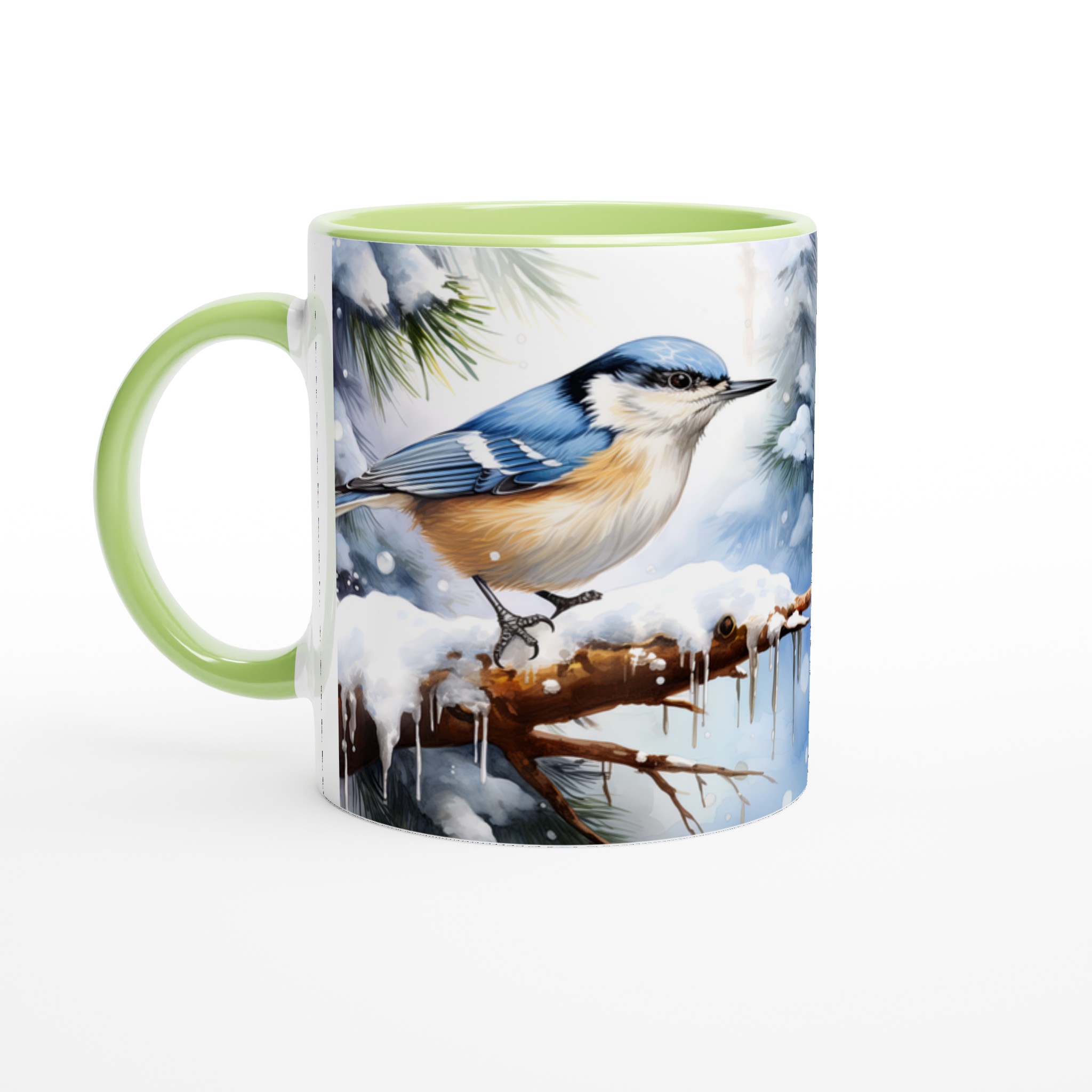 Vit 11oz keramisk mugg med vintrig fågelskönhet i flera färgalternativ 7 25f2171d-974d-481f-818a-d7c13160b5b6
