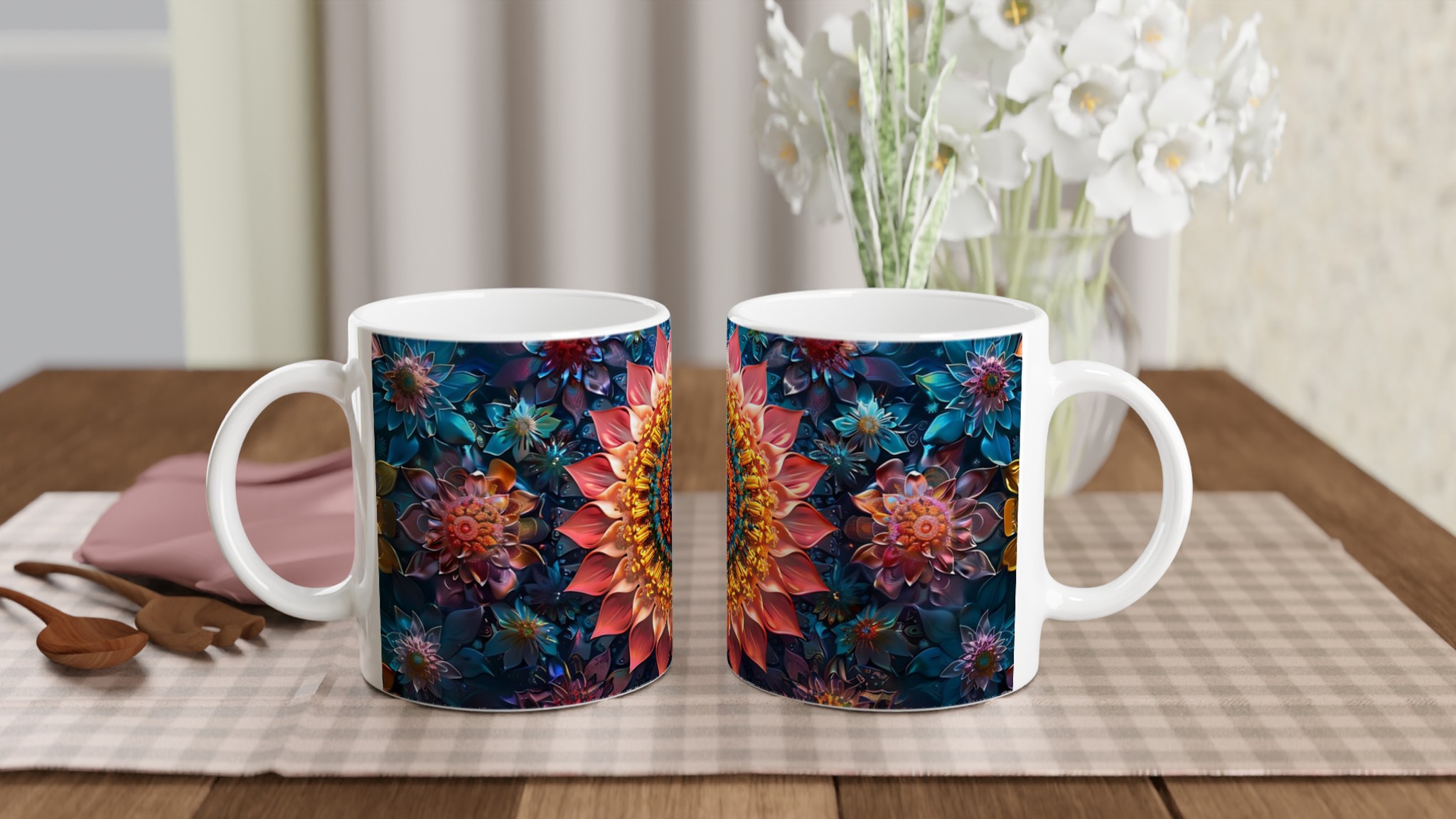 Kosmisk Blomsterglädje Keramikmugg - 11oz Mandala-Inspirerad Kaffekopp i Valfri Färg 10 26016896-bb0a-4bac-92c6-ad492884f39f