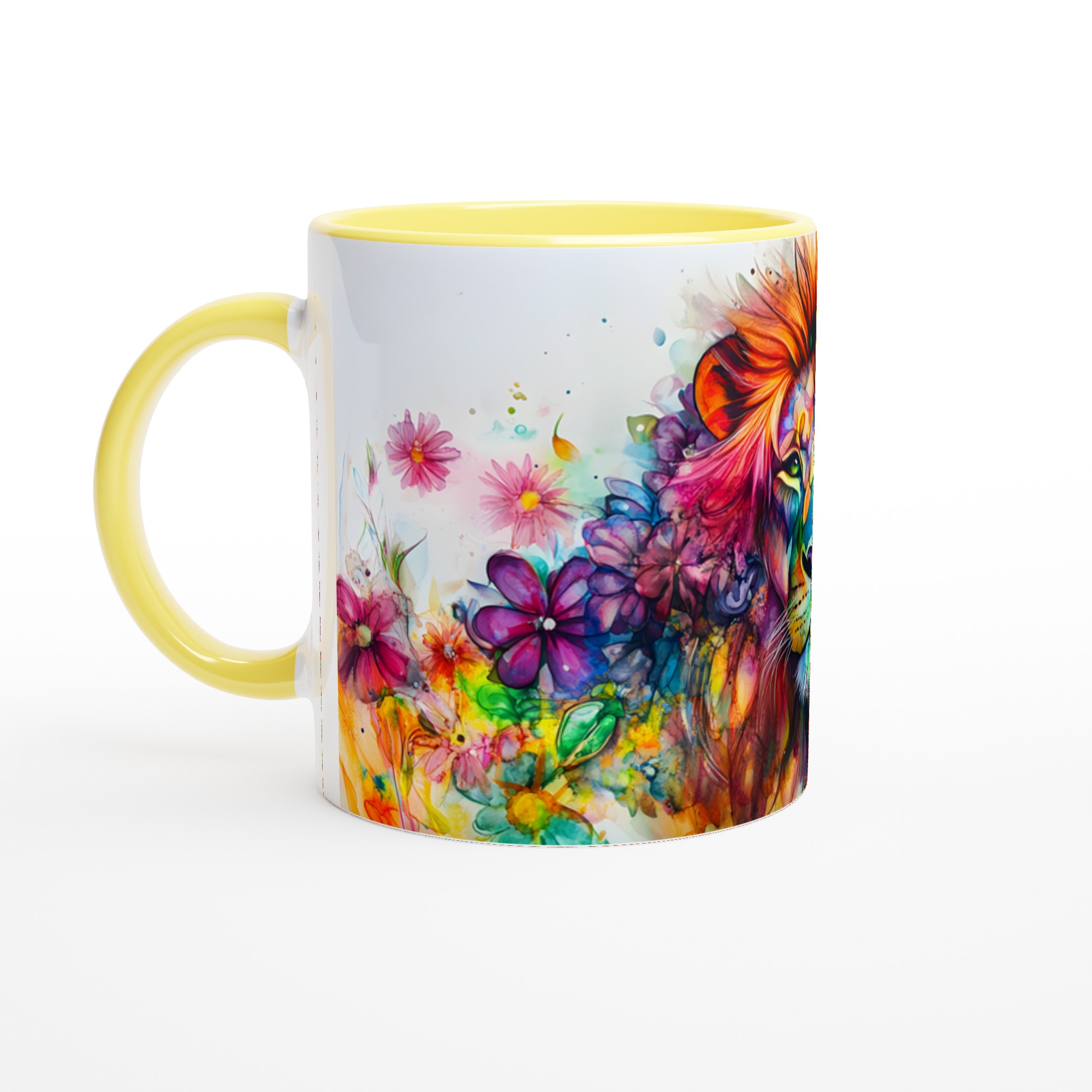 Färgglad Lejon Akvarell Mugg – Uttrycksfull 11oz Keramikmugg i Valfri Färg 3 261e2f96-d16b-4764-a997-915532de45d5