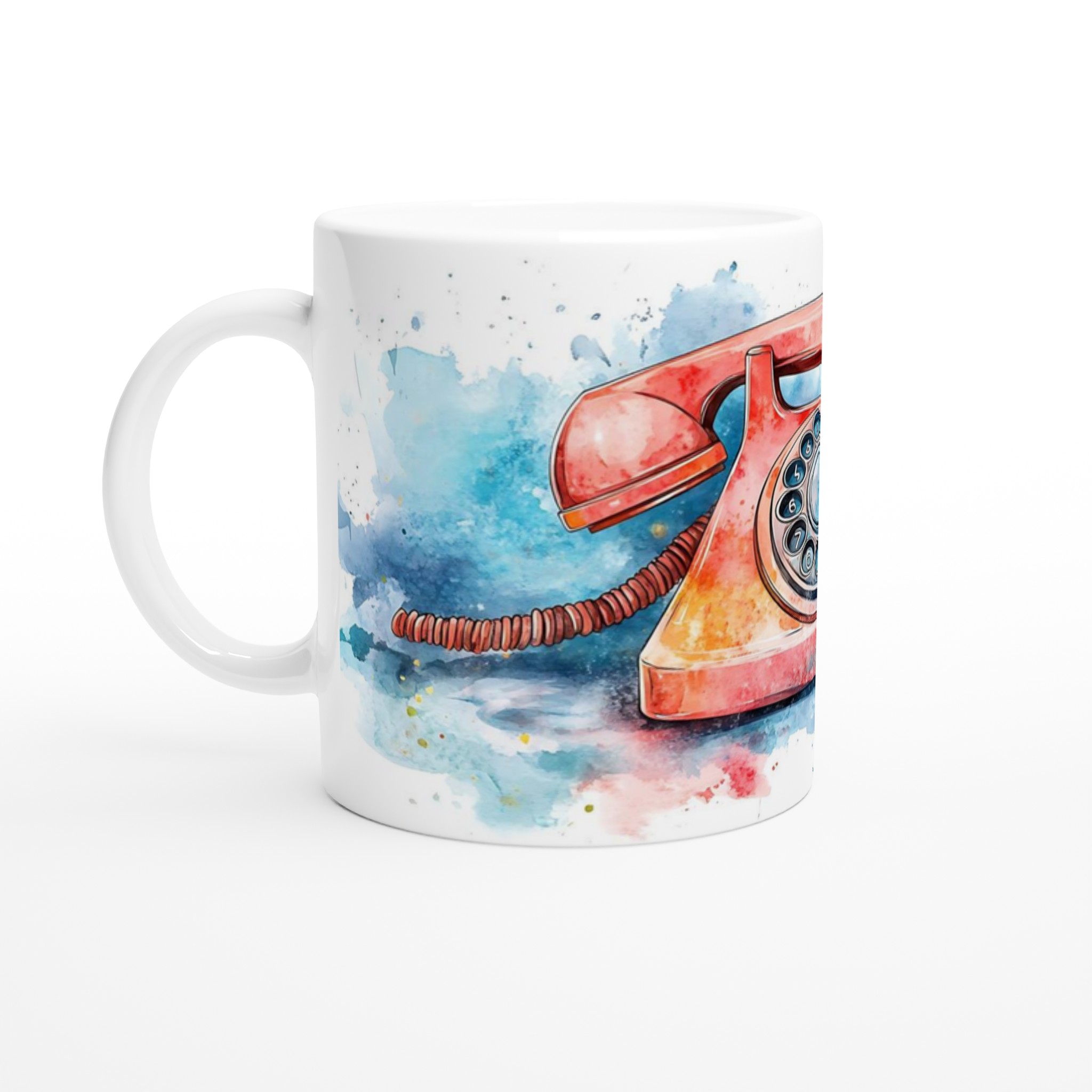 Retro Vattenfärg Telefonmugg – 11oz Keramisk Kaffekopp i Valfri Färg! 1 2635da33-ac11-4734-b661-8f879f7a5851