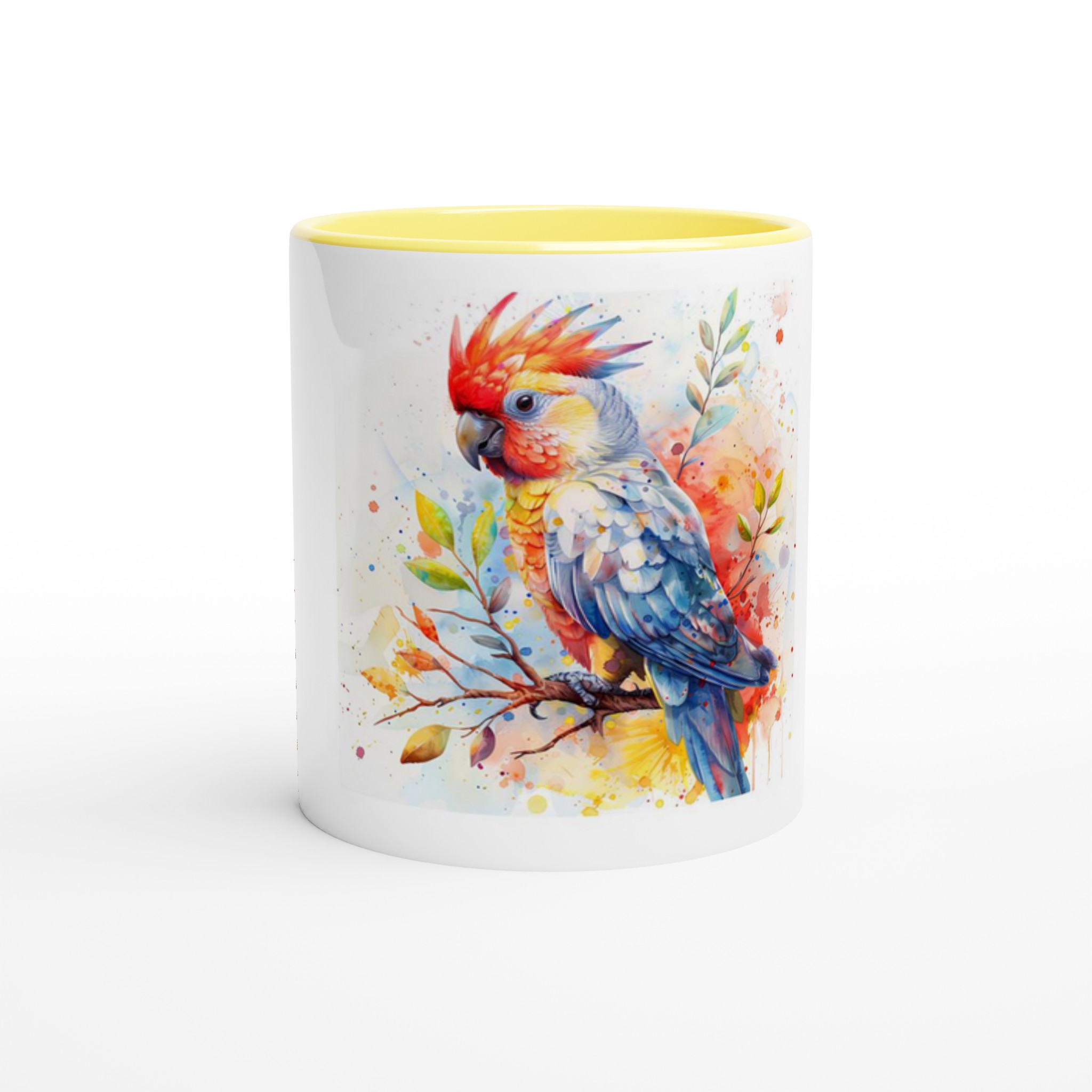 Tropisk Akvarell Papegoja Keramisk Mugg - Livfull 11oz kaffekopp med färgad insida i ditt val av sex djärva nyanser 1 2688dab0-08b3-4526-97f2-440bf4ab96b2