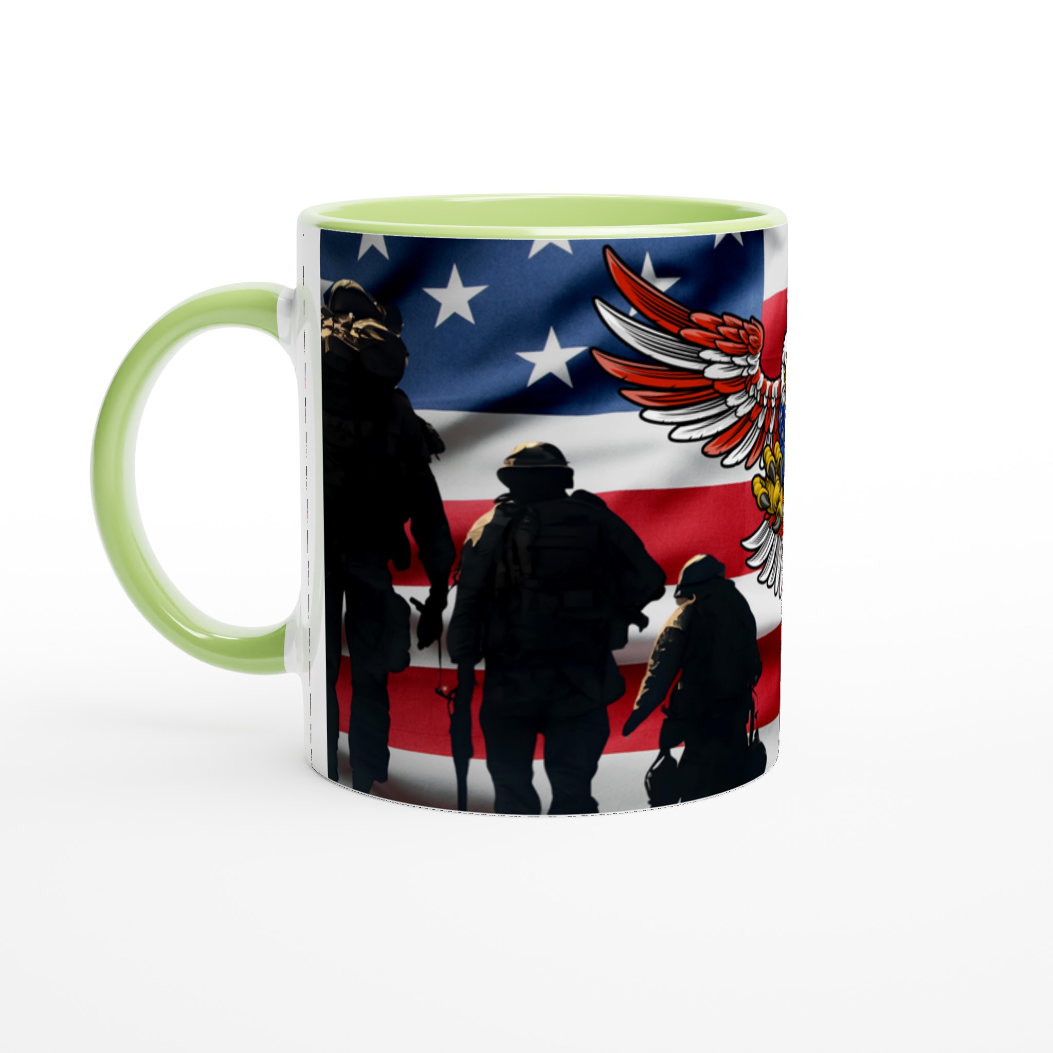 Vit 11oz keramisk mugg med patriotisk örnmotiv – välj bland sju klassiska keramfärger 7 268daac9-40de-47fa-91f2-8485c735dcb3