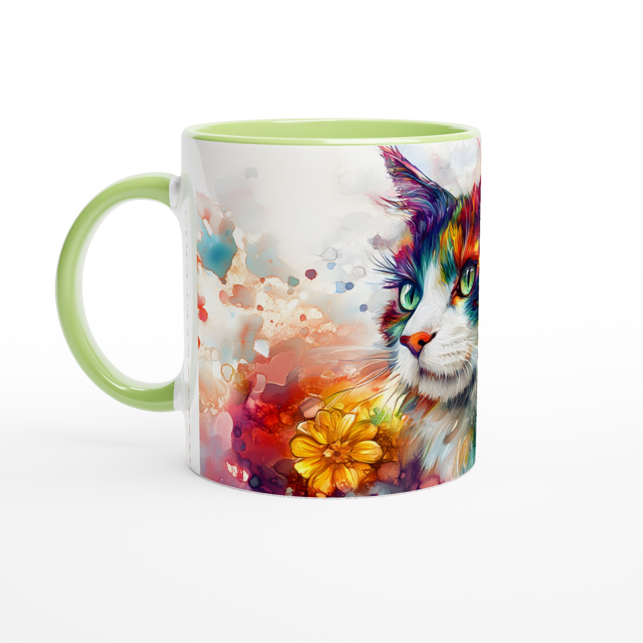 Konstfull Färgexplosion: 11oz Keramisk Mugg med Vibrerande Kattmotiv – Välj din Favoritfärg! 7 2691219a-0a64-48f4-943e-5e9a261ba617