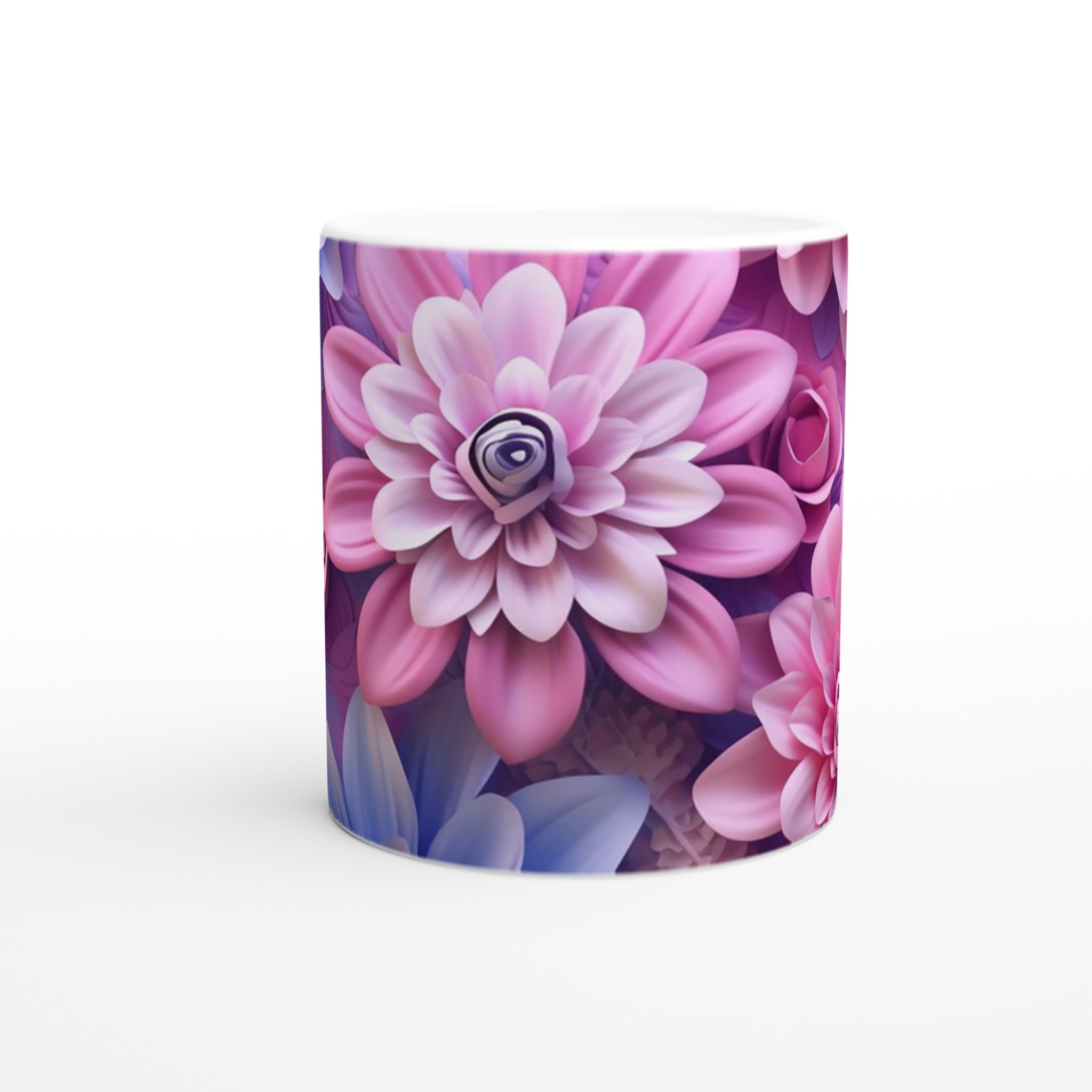 Vit 11oz keramisk mugg med blomstrande pastellmotiv i sju färgstarka nyanser 8 2696ce96-df68-4528-a9f0-6c75fb153c8e