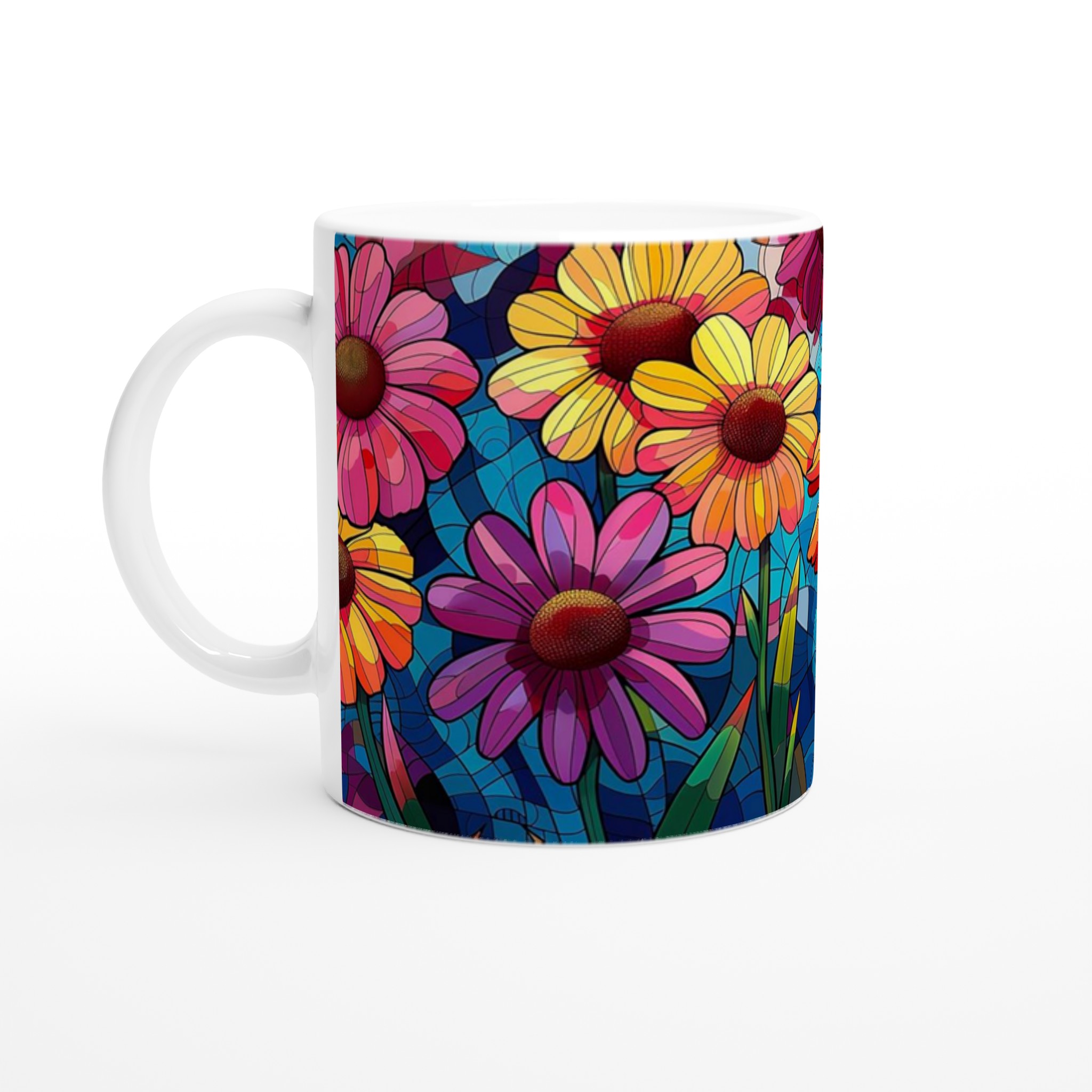 Färgsprakande Blommönster 11oz Keramisk Mugg – Välj bland 7 Livfulla Färger! 1 26eba8a3-872e-4ce9-8ef4-94c5abaad458