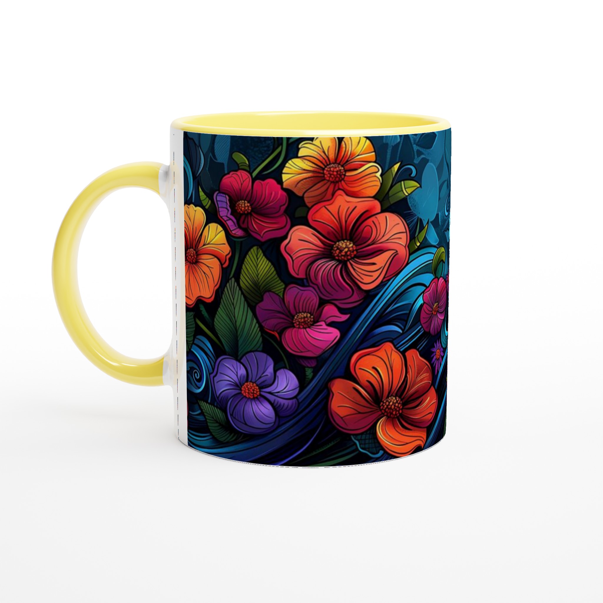 Tropisk Blomsterprakt Keramikmugg - 11oz, Välj Bland 7 Levande Färger 3 26ffb7ec-0bf3-4f89-8485-0cfd1ca8cd3a