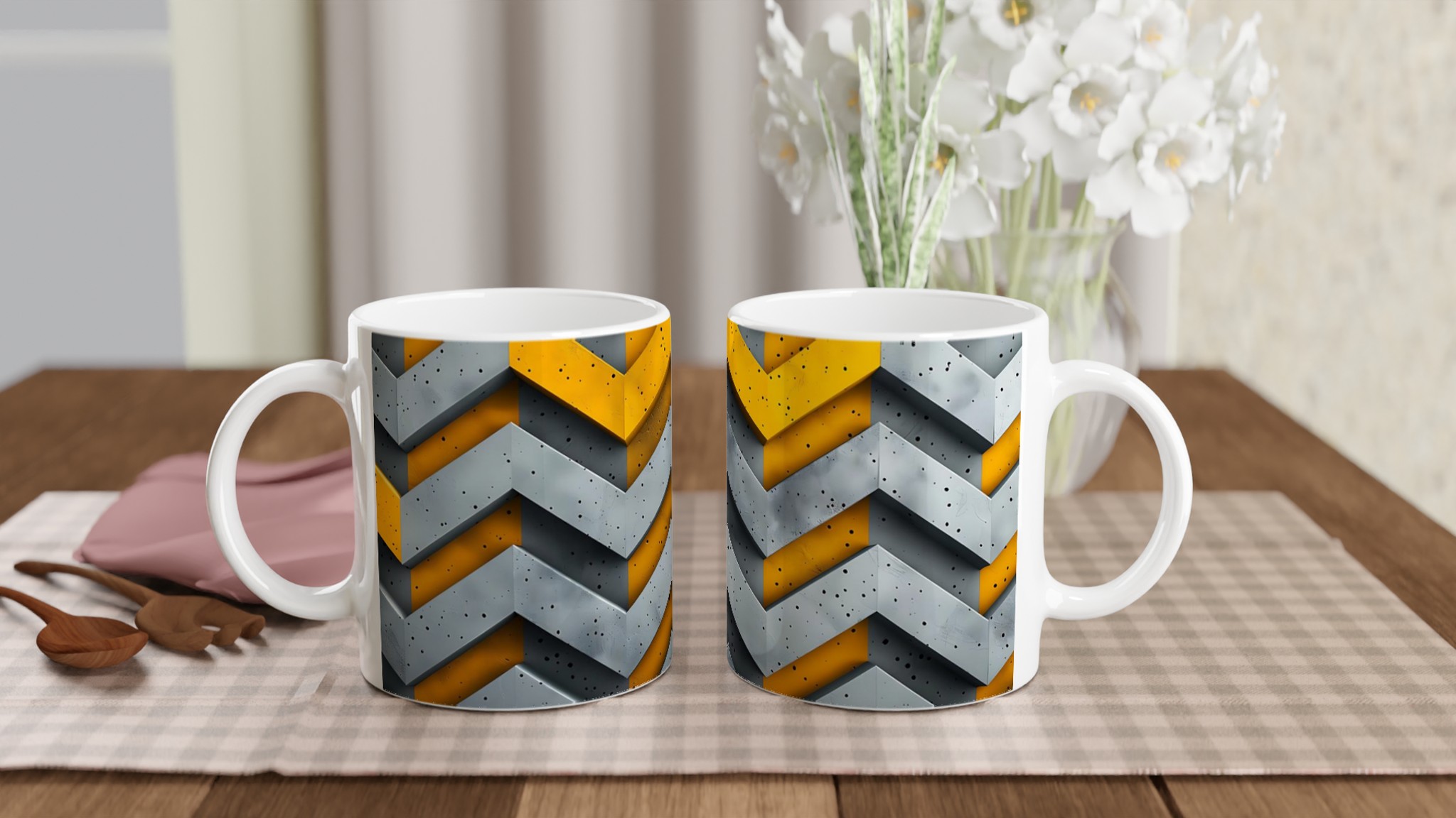 Modern Industristil Keramisk Mugg – Design med Gula & Gråa Zigzag för Kaffefantasten 10 27360184-a8bf-4926-bd7f-1460452a8a99