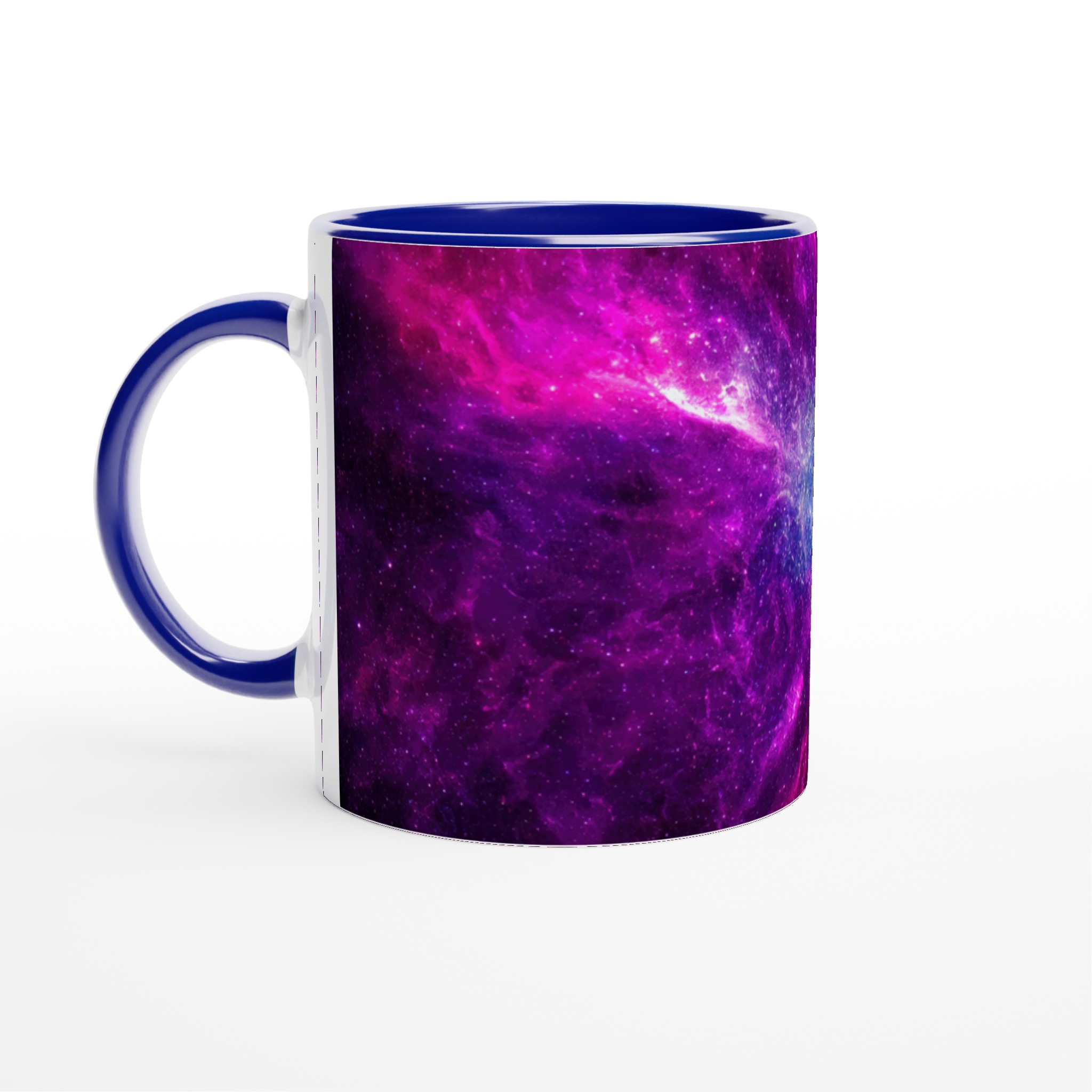 Vit 11oz keramisk mugg med galaxinspirerat motiv – välj din favoritfärg för en unik start på dagen 2 27ae8bd9-46d8-4a2b-827b-9f98f885dd43